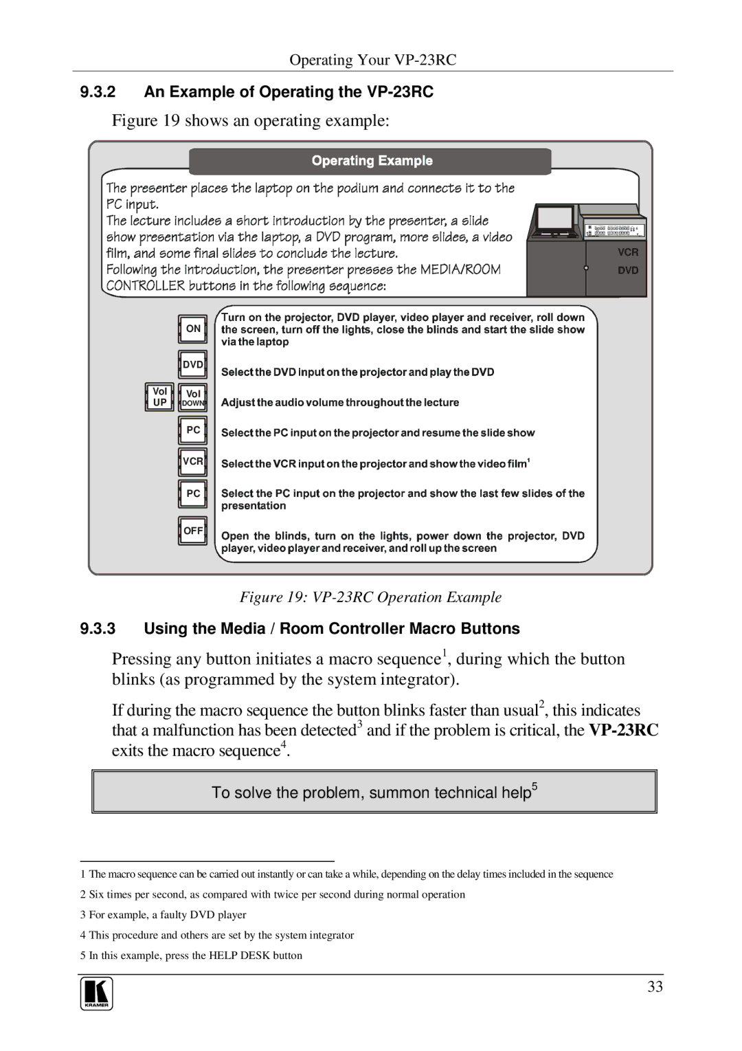 Kramer Electronics VP-23RC user manual Shows an operating example 