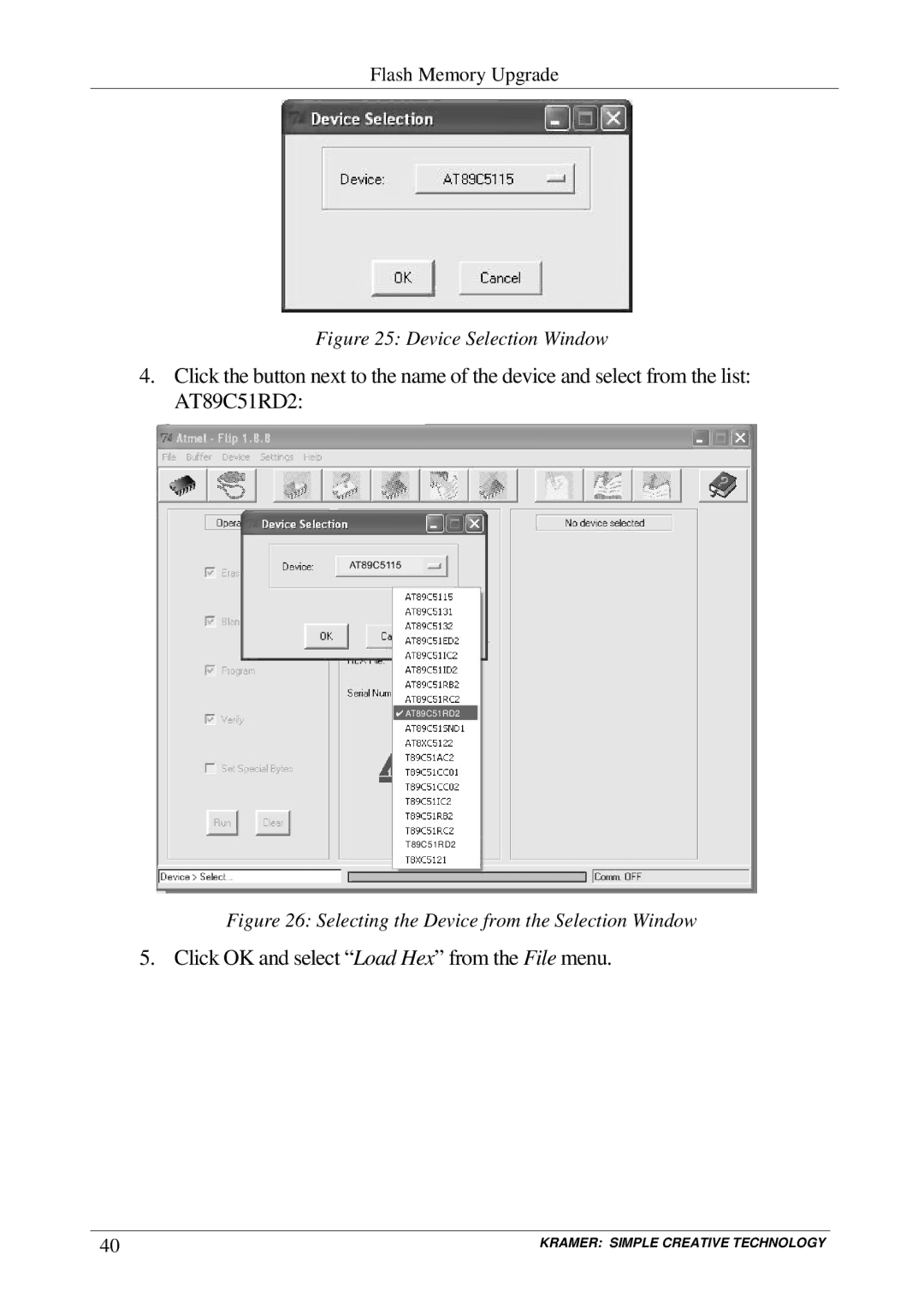 Kramer Electronics VP-23RC user manual Click OK and select ª Load Hexº from the File menu 