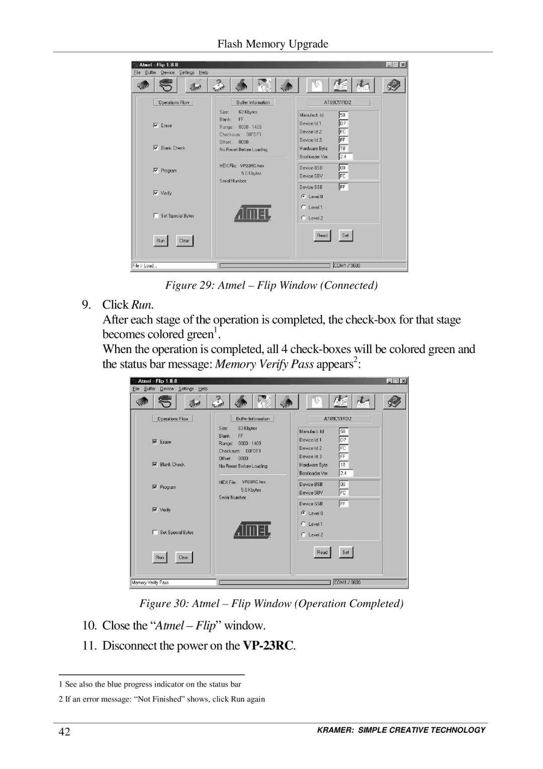 Kramer Electronics VP-23RC user manual Atmel -Flip Window Connected 