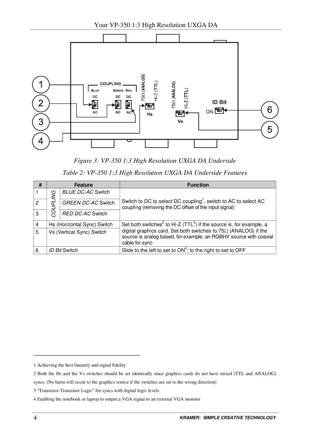 Kramer Electronics VP-350 user manual Coupling removing the DC offset of the input signal 