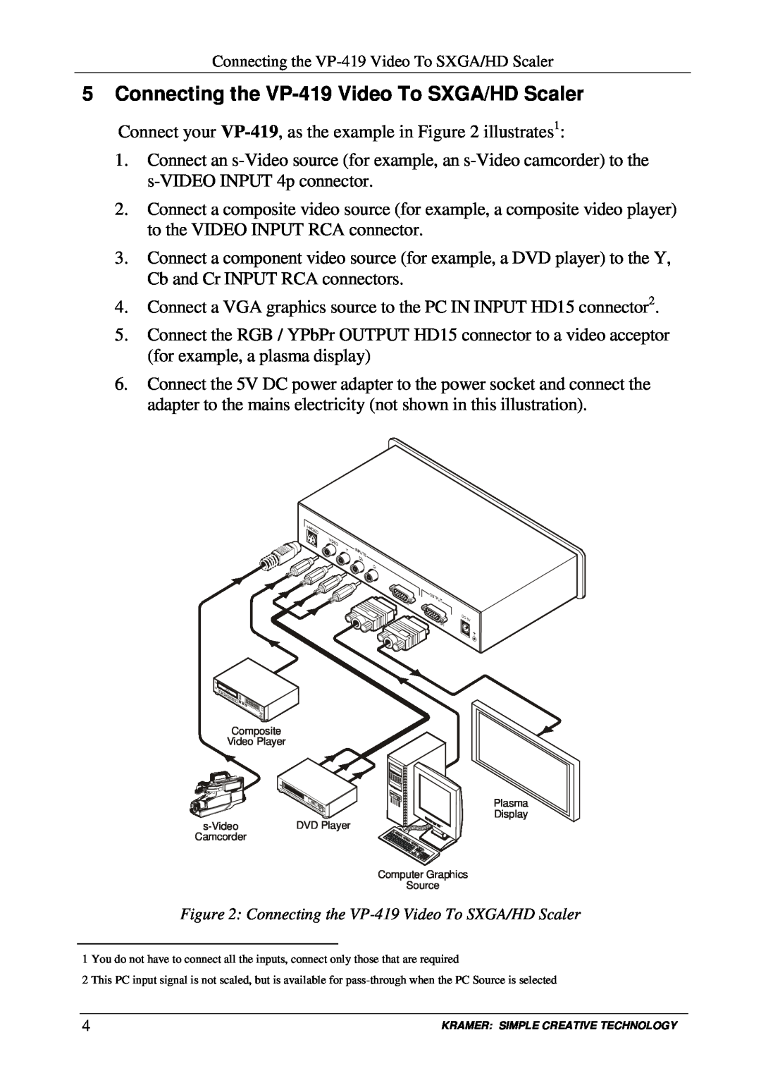 Kramer Electronics user manual Connecting the VP-419 Video To SXGA/HD Scaler 