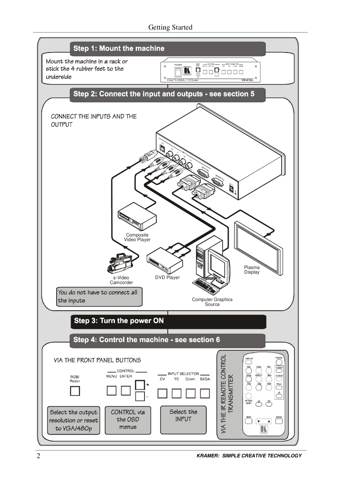 Kramer Electronics VP-419xl user manual Getting Started 