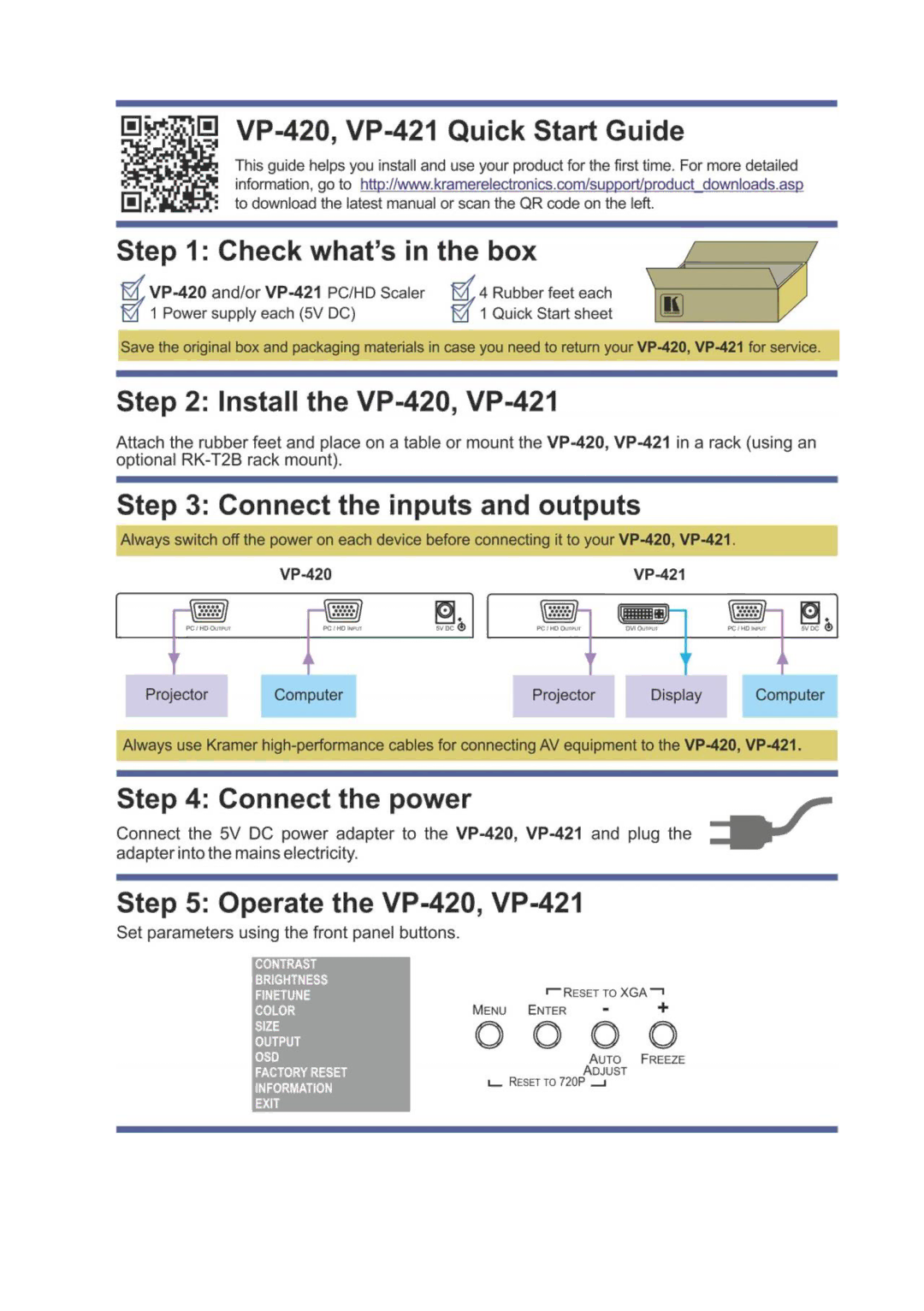 Kramer Electronics VP-420 user manual 