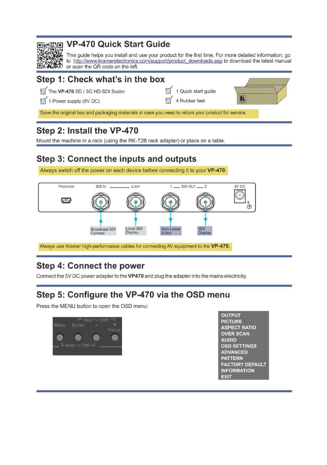 Kramer Electronics VP-470 user manual 