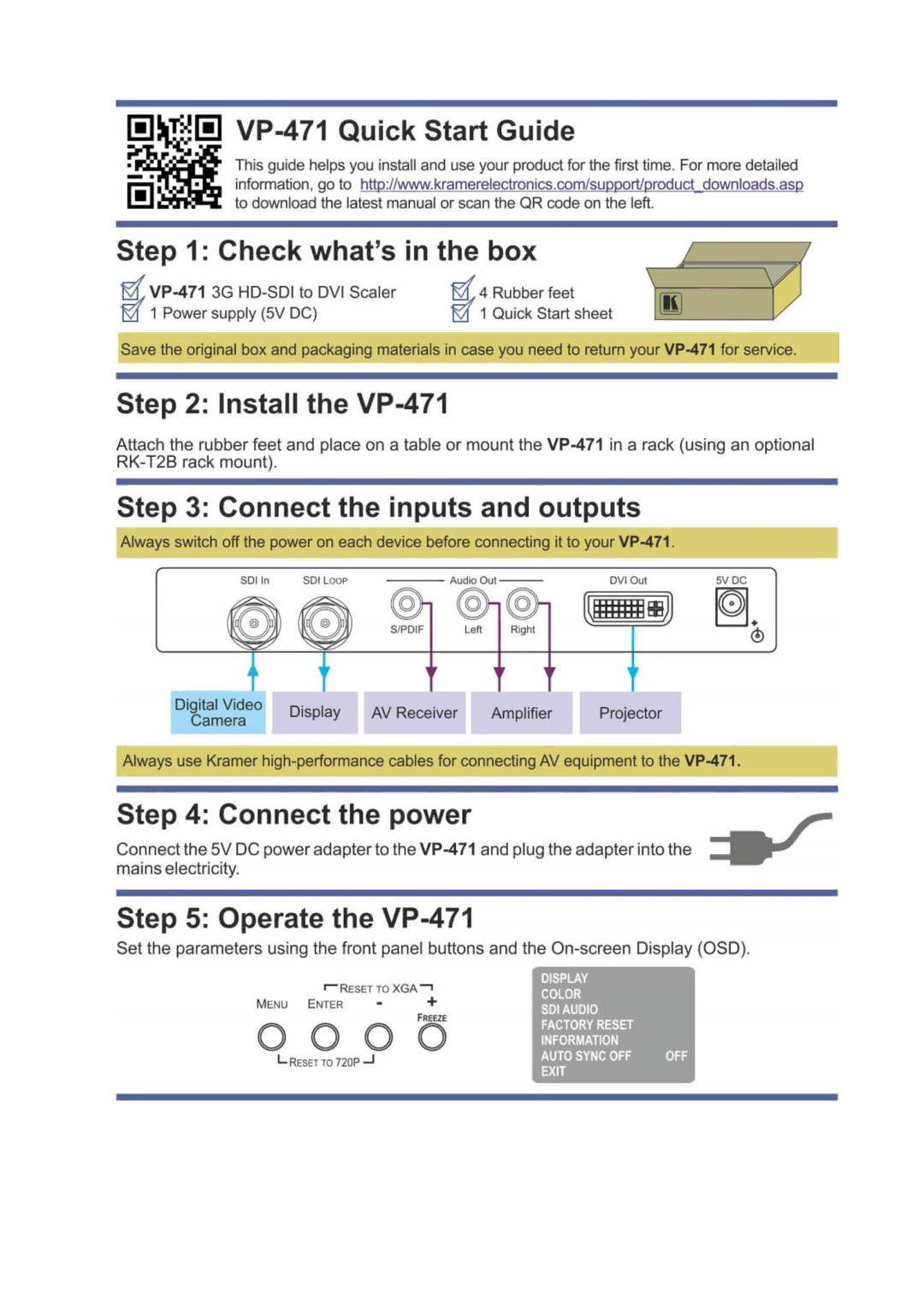 Kramer Electronics VP-471 user manual 