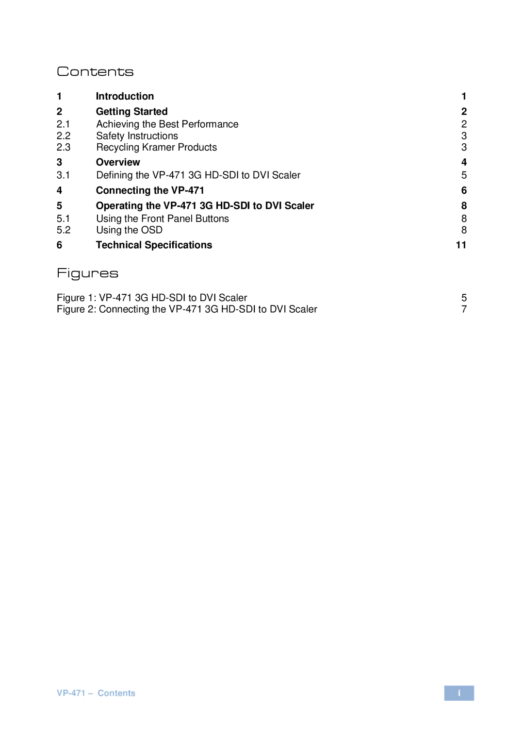 Kramer Electronics VP-471 user manual Figures 