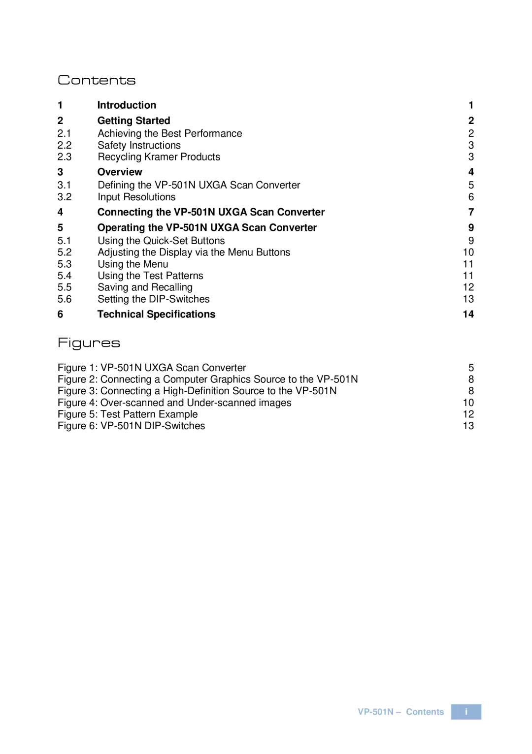 Kramer Electronics VP-501N user manual Figures 