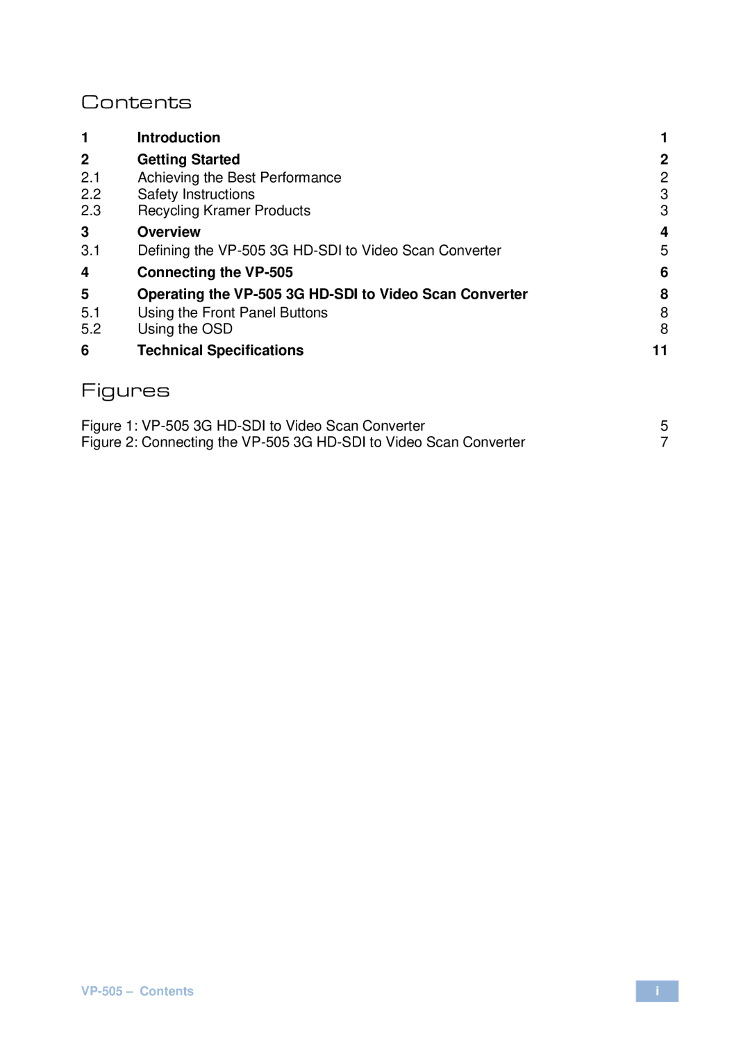 Kramer Electronics VP-505 user manual Figures 