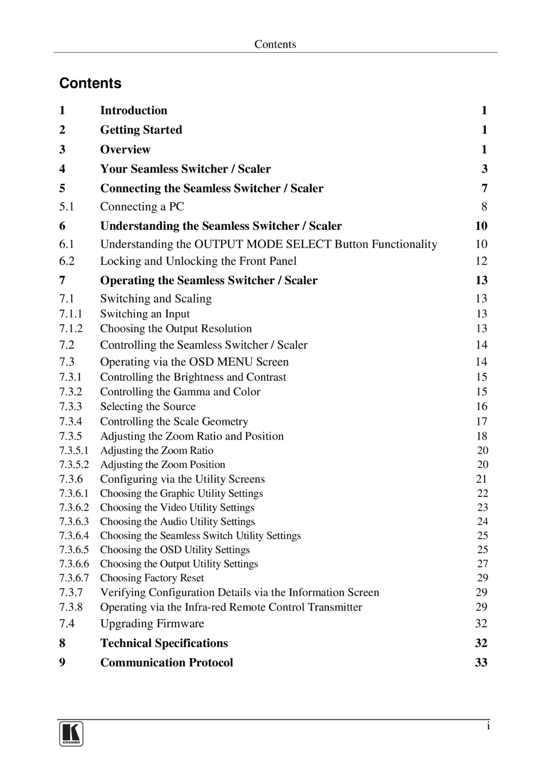 Kramer Electronics VP-719DS user manual Contents 