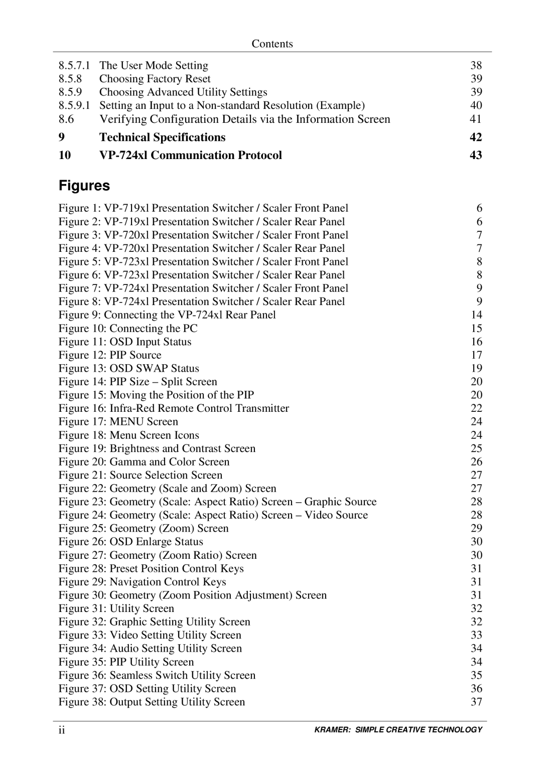 Kramer Electronics VP-719xl, VP-723xl, VP-724xl, VP-720xl user manual Figures 