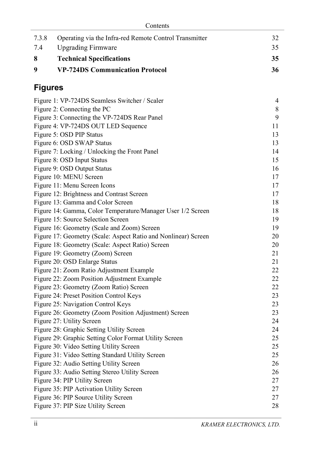 Kramer Electronics VP-724DS manual Ljxuhv, LJXUH6RXUFH6HOHFWLRQ6FUHHQ LJXUH*HRPHWU\6FDOHDQG=RRP6FUHHQ 