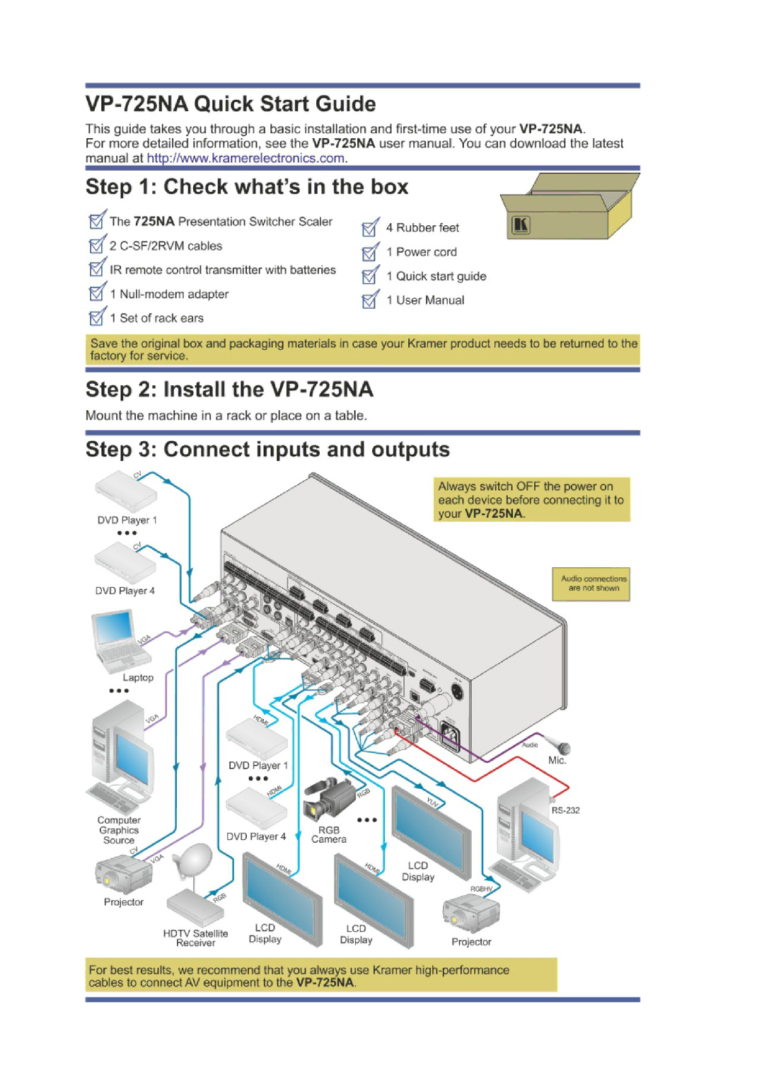 Kramer Electronics VP-725NA user manual 