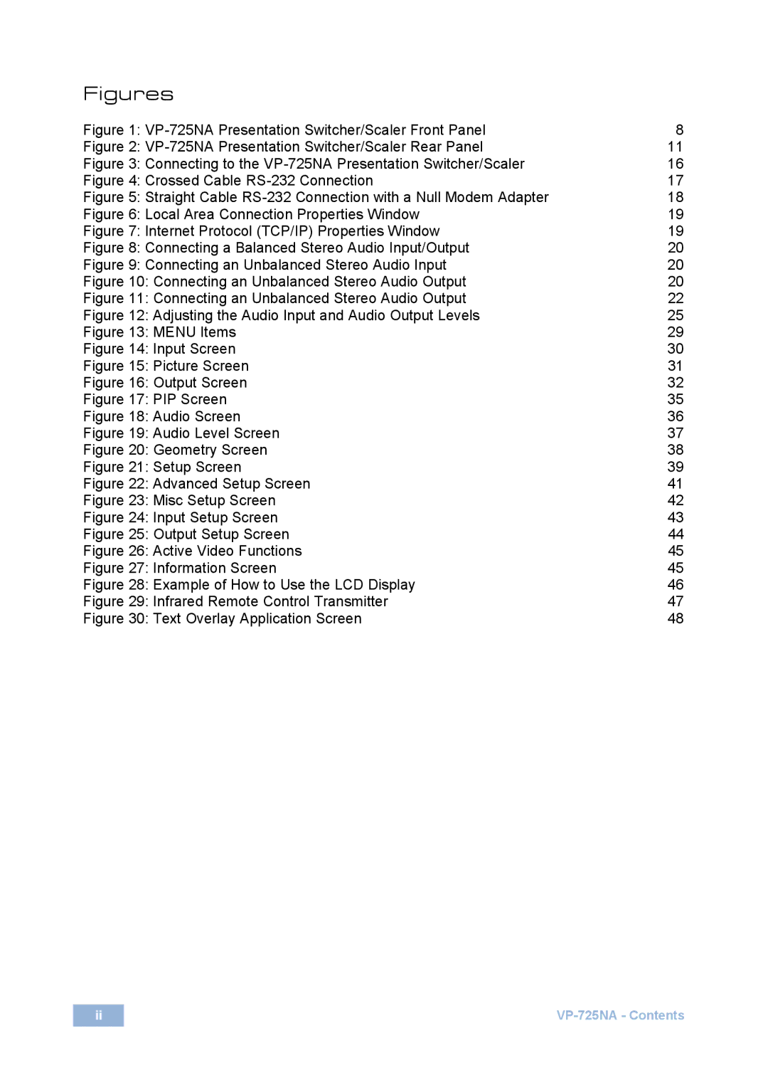 Kramer Electronics VP-725NA user manual Figures 