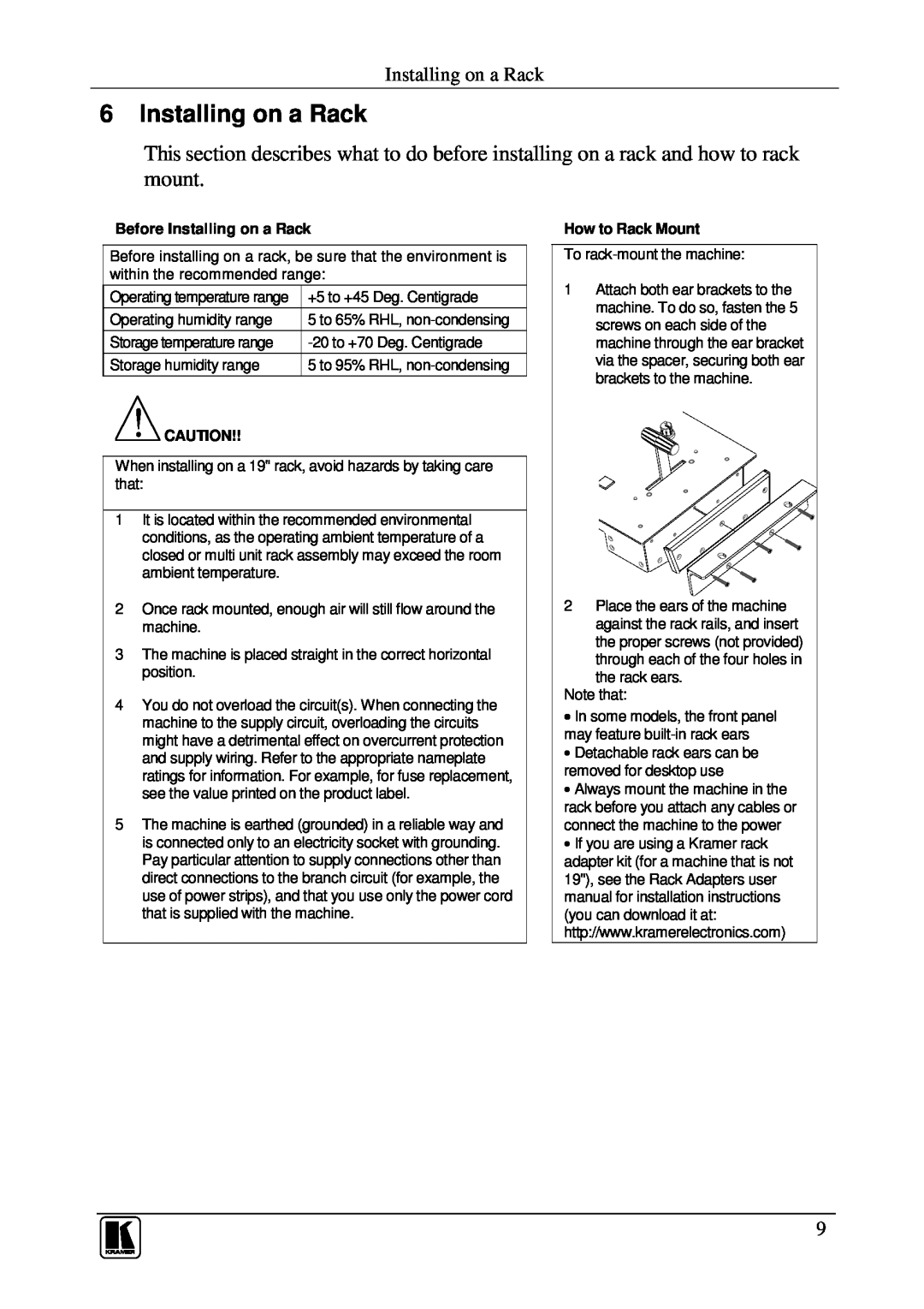 Kramer Electronics VP-727T user manual Before Installing on a Rack, How to Rack Mount 