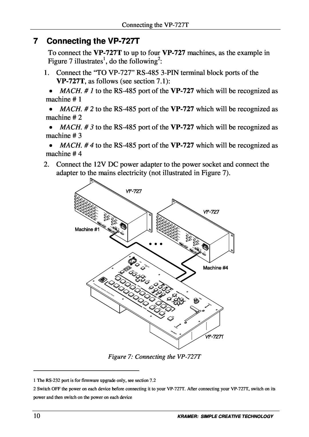 Kramer Electronics user manual Connecting the VP-727T 