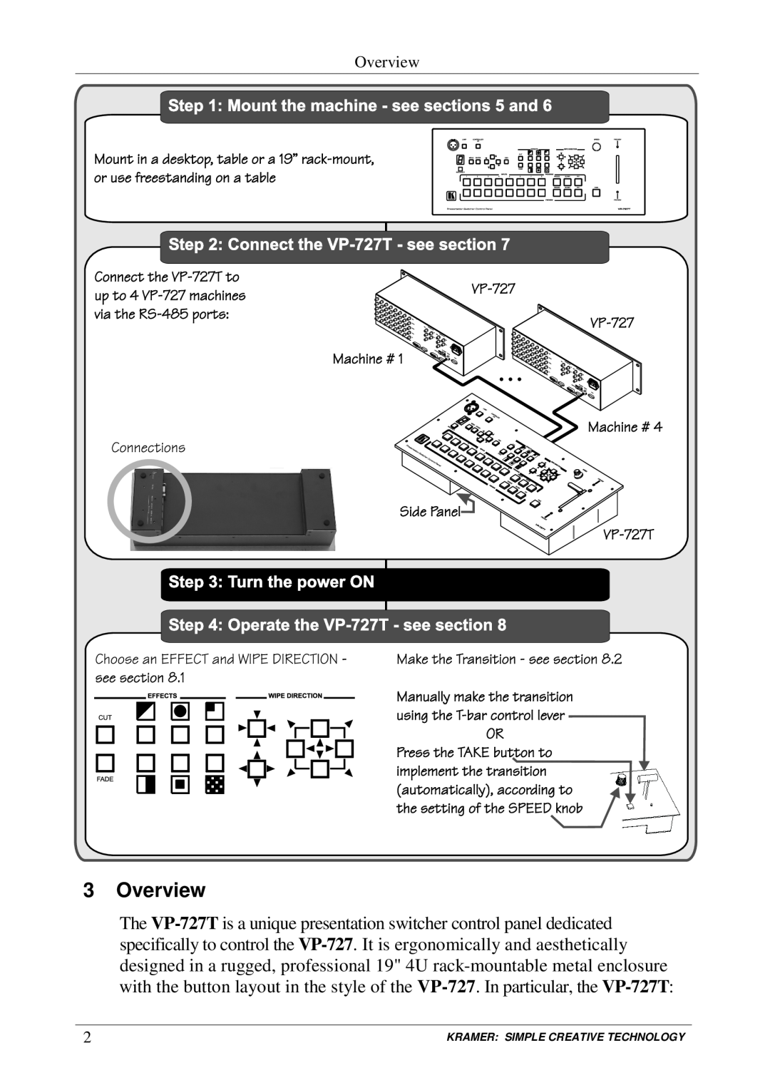 Kramer Electronics VP-727T user manual Overview, Kramer Simple Creative Technology 