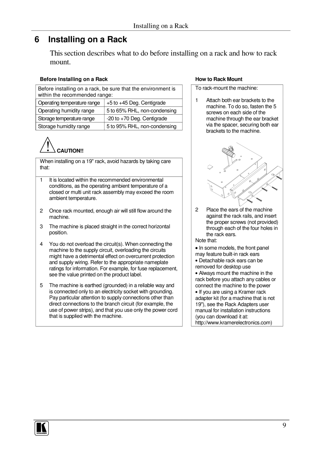 Kramer Electronics VP-727T user manual Before Installing on a Rack 