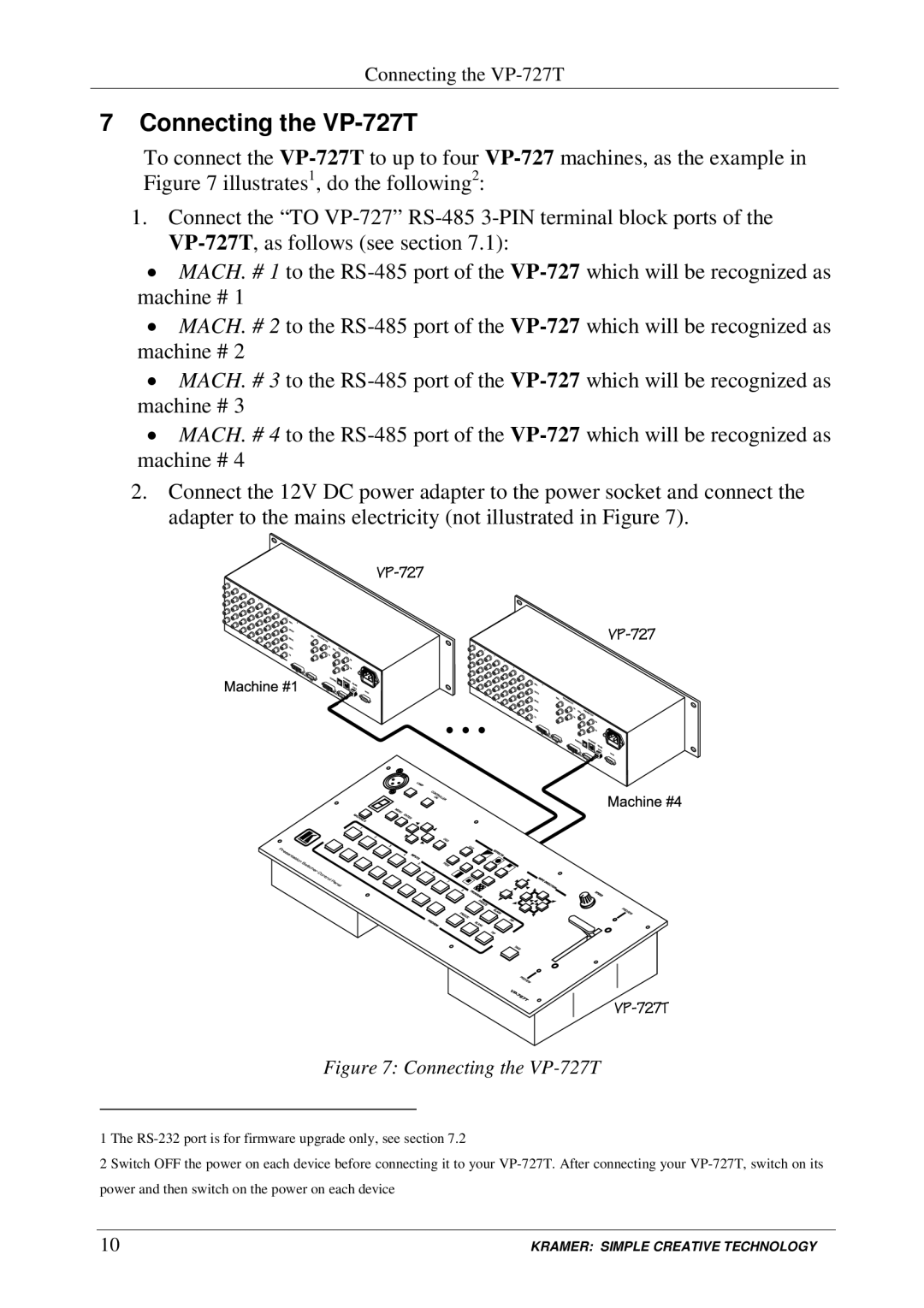 Kramer Electronics user manual Connecting the VP-727T 