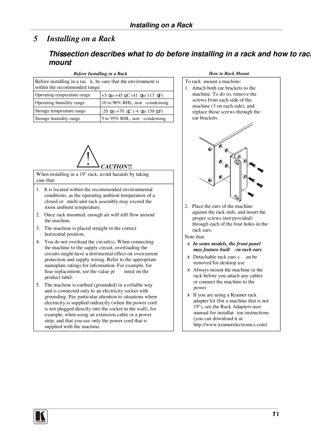 Kramer Electronics VP-747 user manual Installing on a Rack, Before Installing in a Rack, How to Rack Mount 