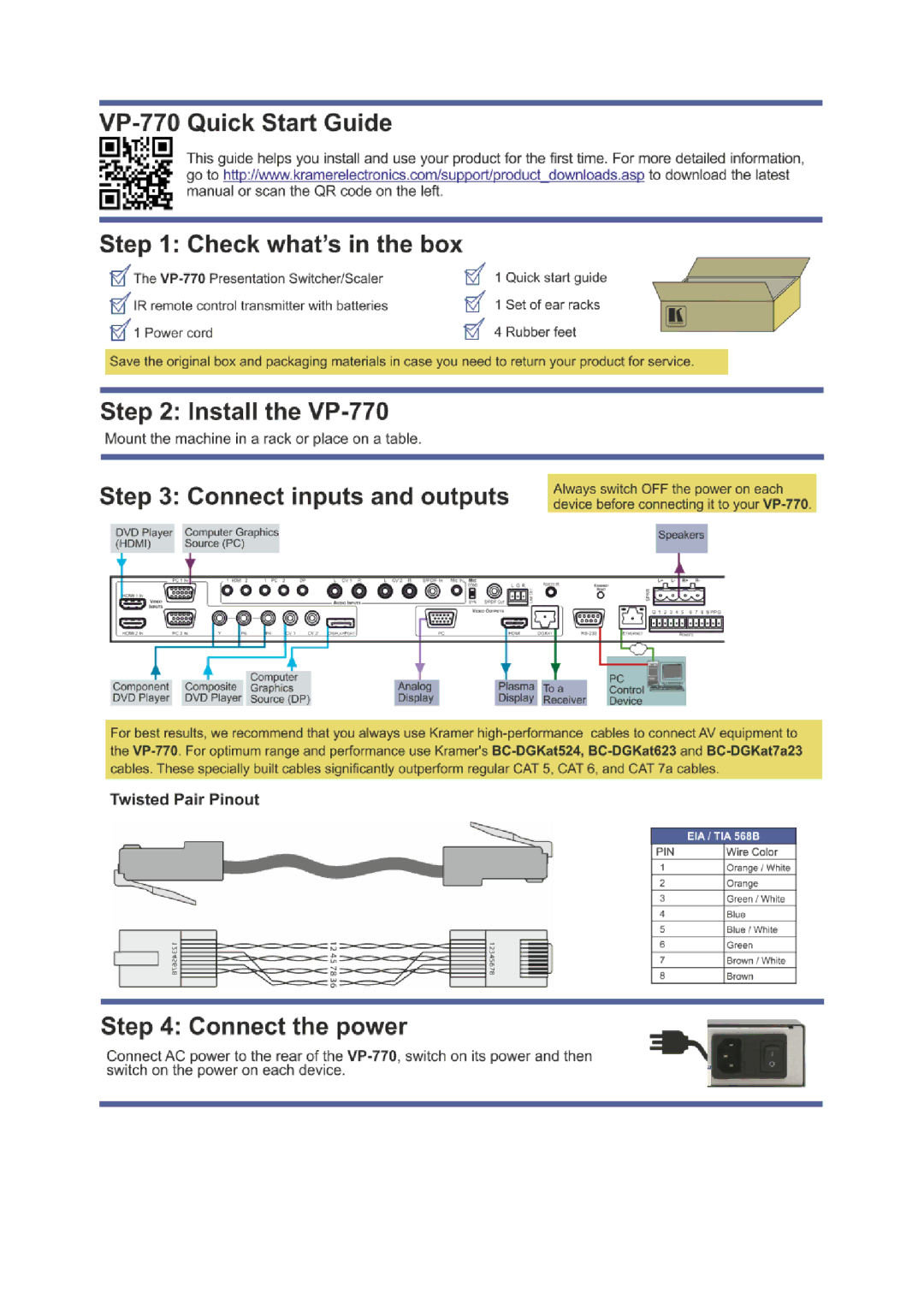 Kramer Electronics VP-770 user manual 