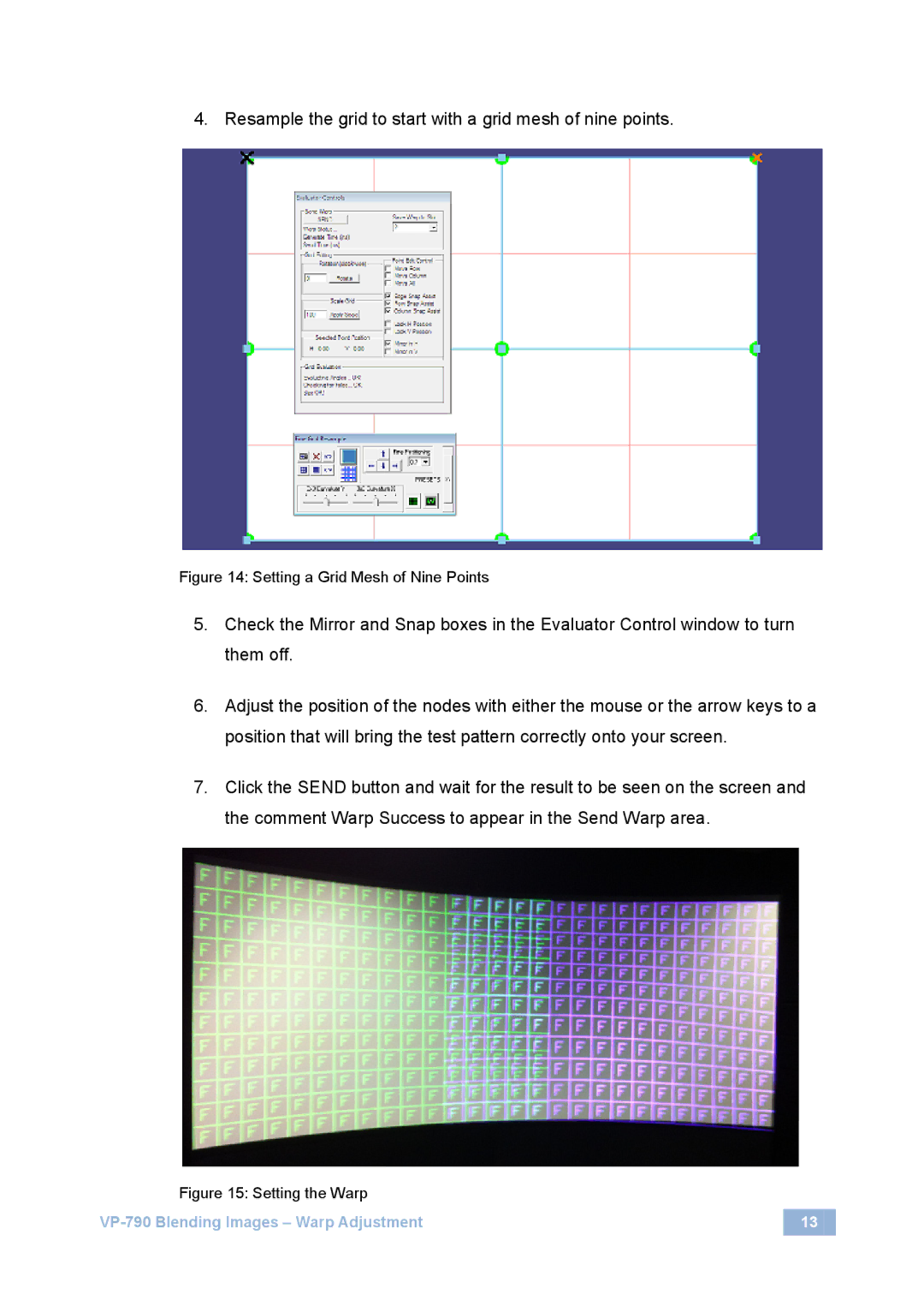 Kramer Electronics VP-790 manual Resample the grid to start with a grid mesh of nine points 