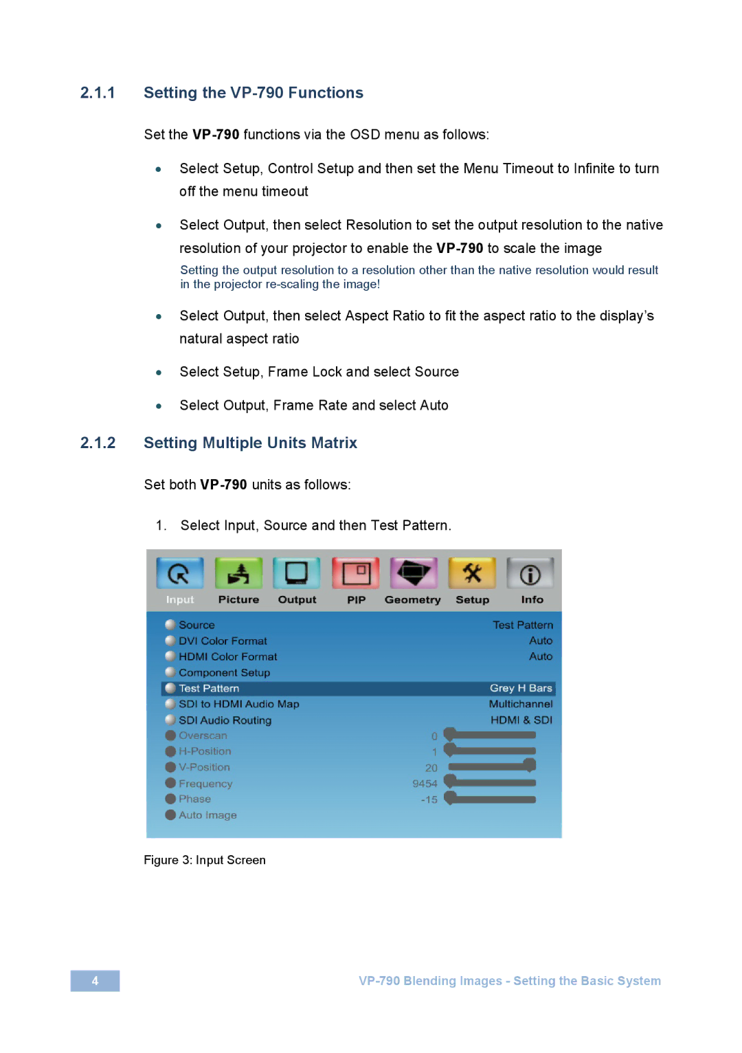 Kramer Electronics manual Setting the VP-790 Functions 