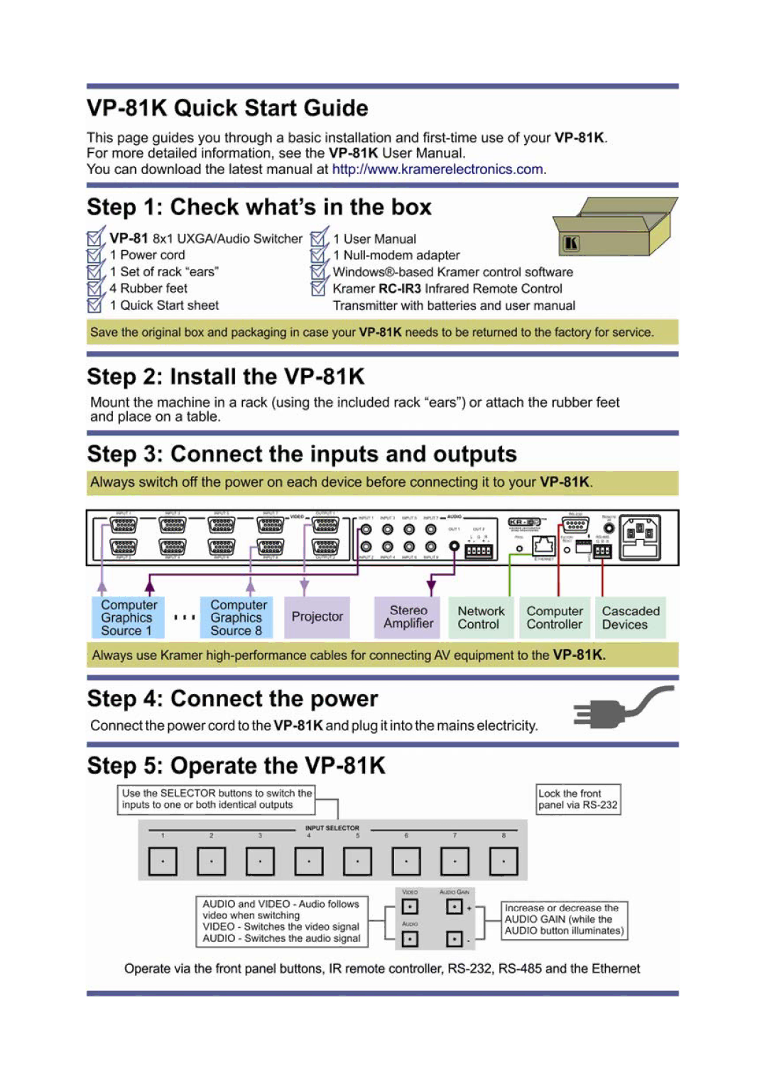 Kramer Electronics VP-81 K user manual 