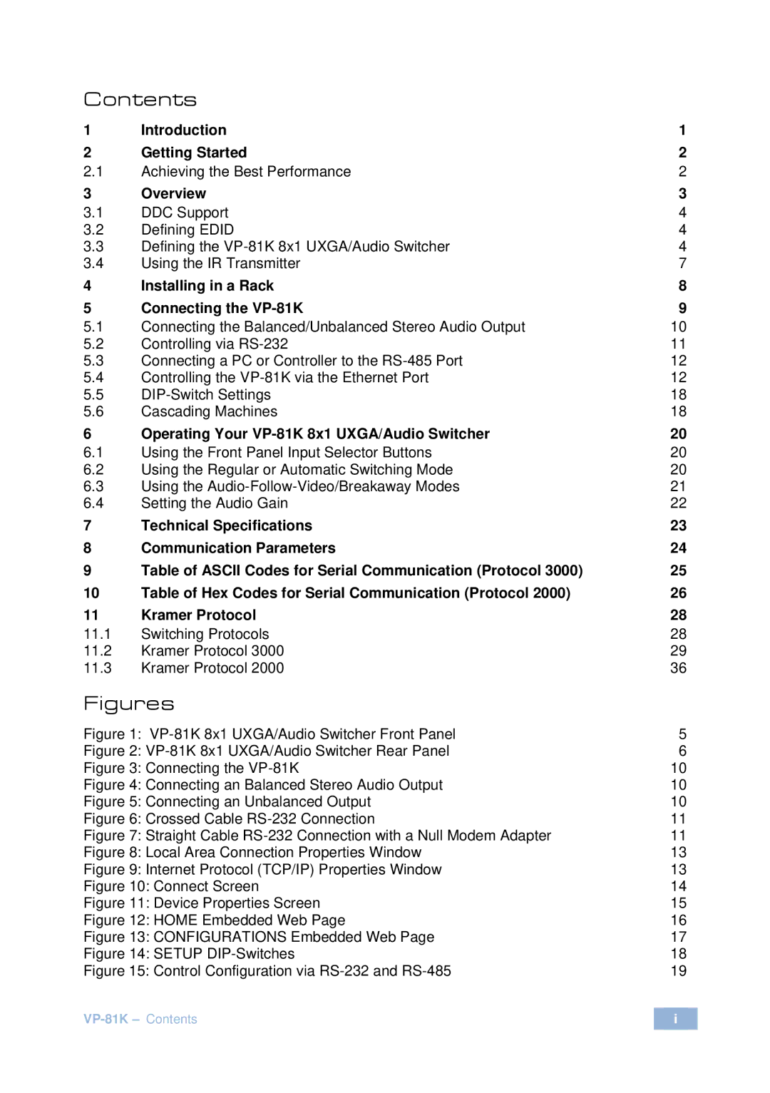 Kramer Electronics VP-81 K user manual Figures 