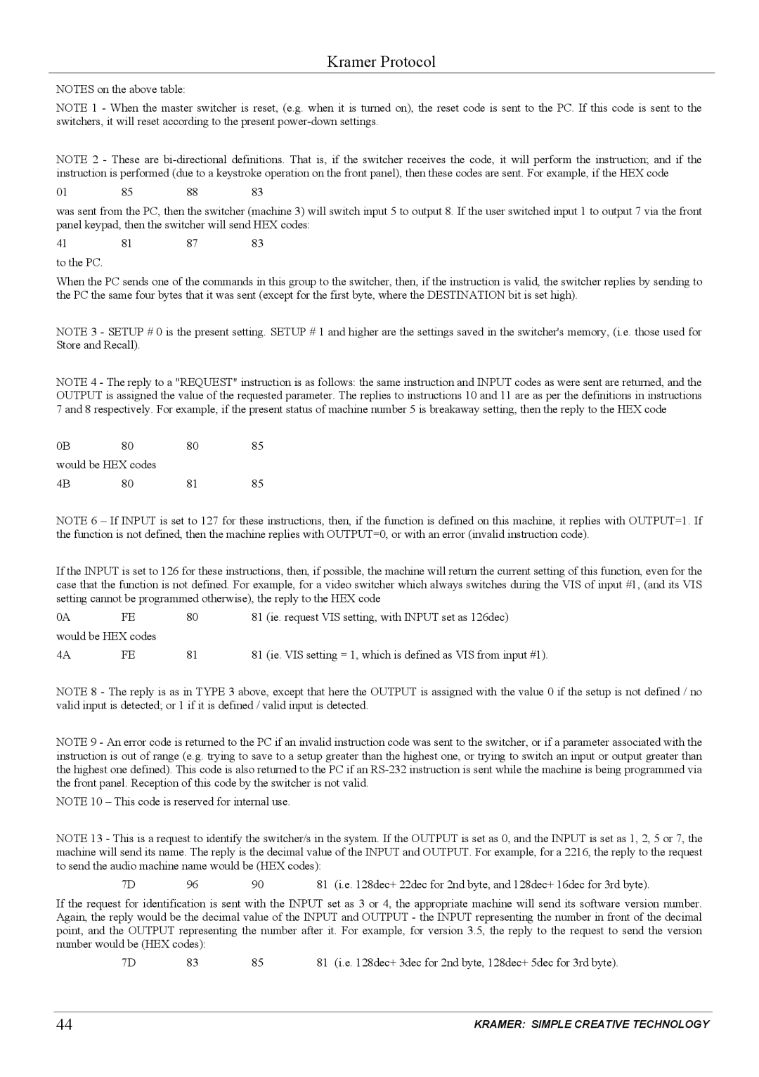 Kramer Electronics VP-81KSi user manual Ie. VIS setting = 1, which is defined as VIS from input #1 