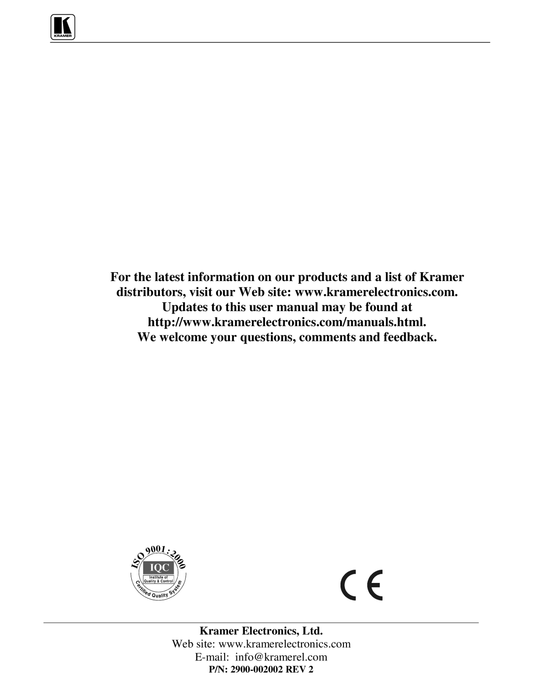 Kramer Electronics VS-1211 user manual 2900-002002 REV 