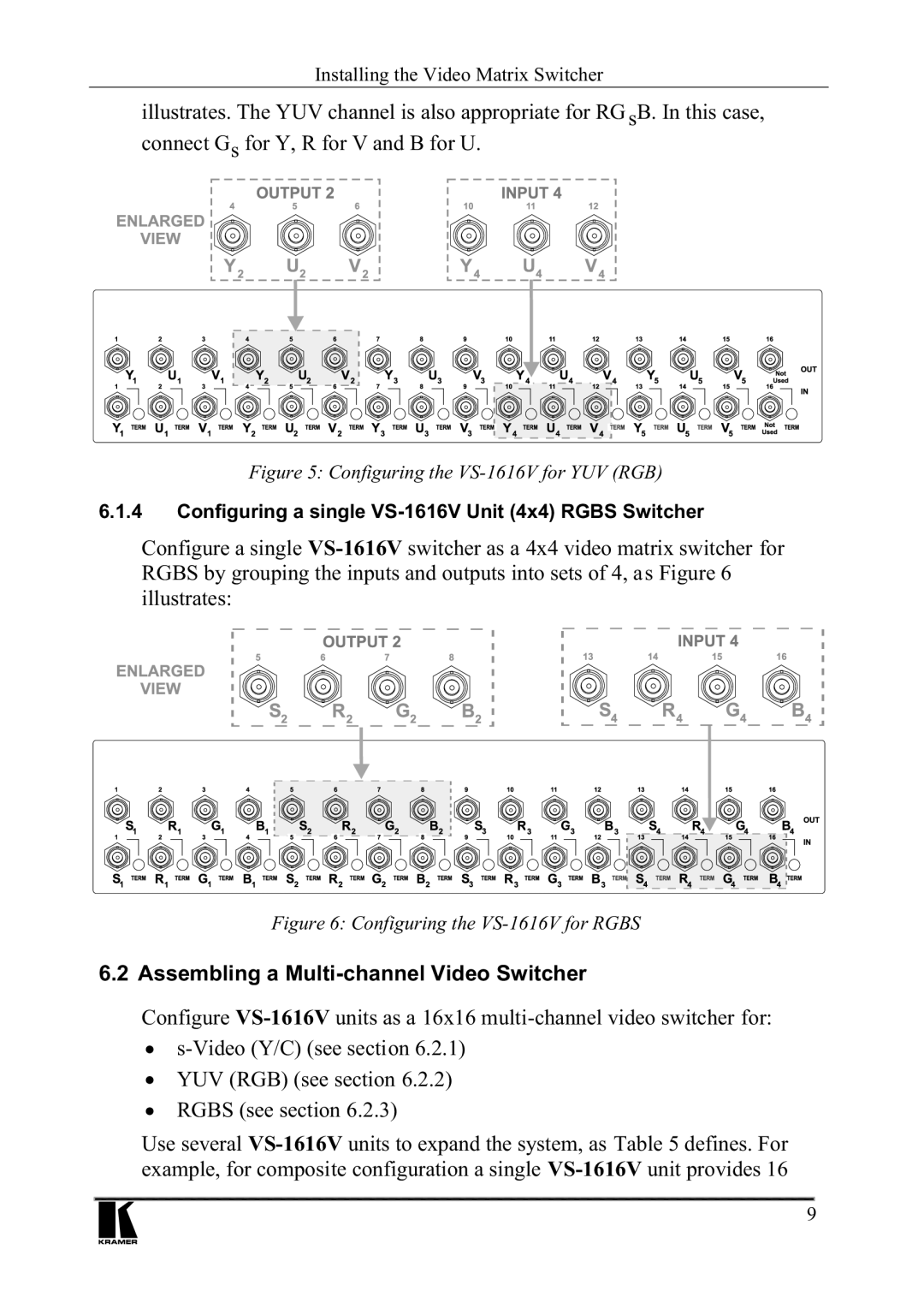 Kramer Electronics VS-1616V manual Looxvwudwhv, $VVHPEOLQJD0XOWLFKDQQHO9LGHR6ZLWFKHU, 895*%VHHVHFWLRQ %6VHHVHFWLRQ 