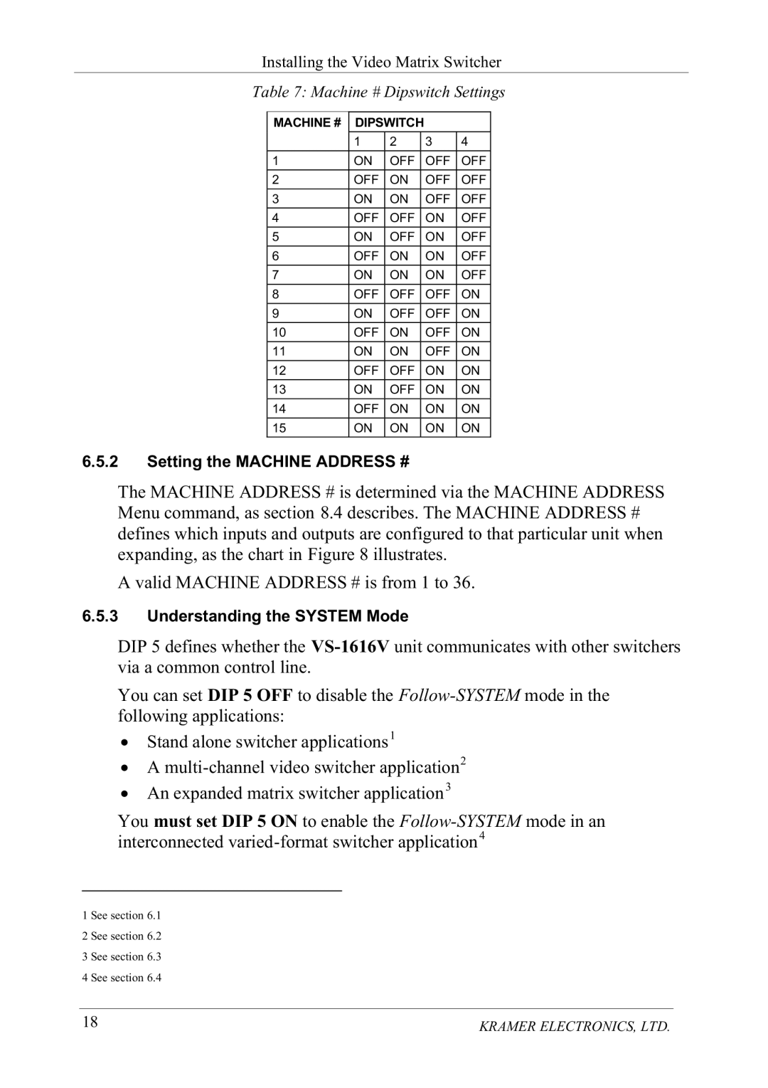 Kramer Electronics VS-1616V manual $YDOLG0$&+,1$566LVIURPWR, Iroorzlqjdssolfdwlrqv, 6WDQGDORQHVZLWFKHUDSSOLFDWLRQV 