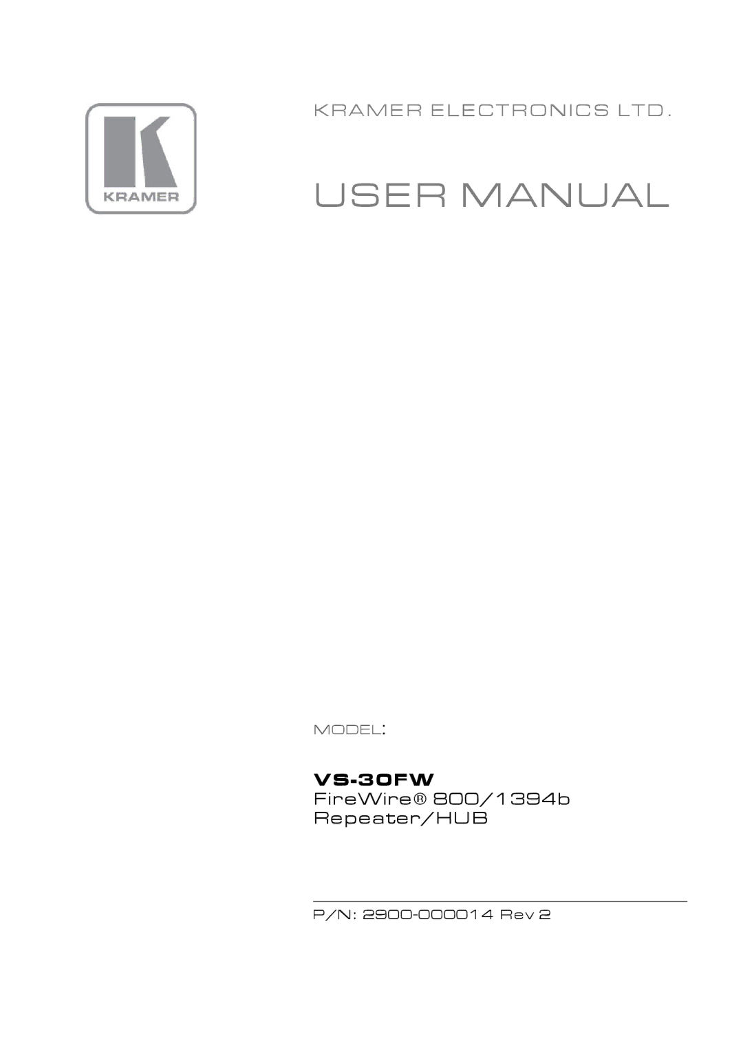 Kramer Electronics VS-30FW manual $ % 