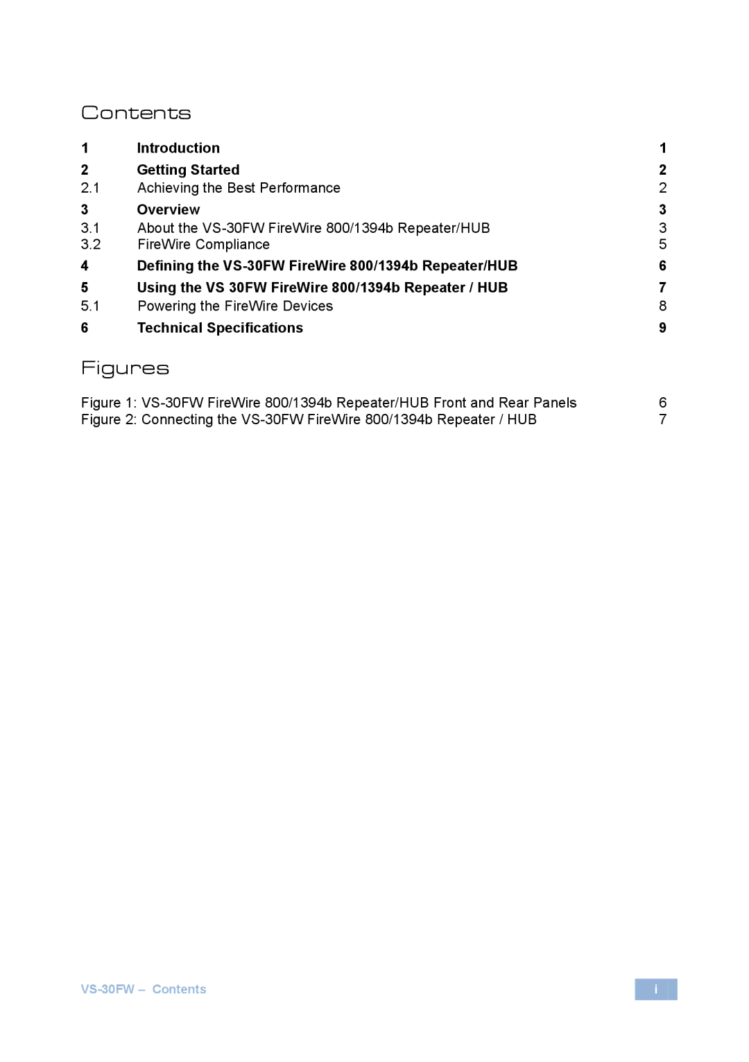 Kramer Electronics VS-30FW manual Figures 