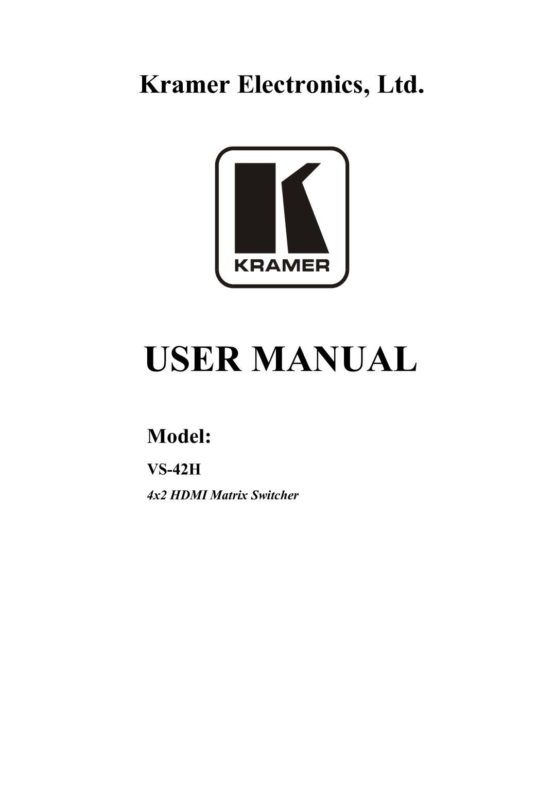 Kramer Electronics VS-42H user manual Model 