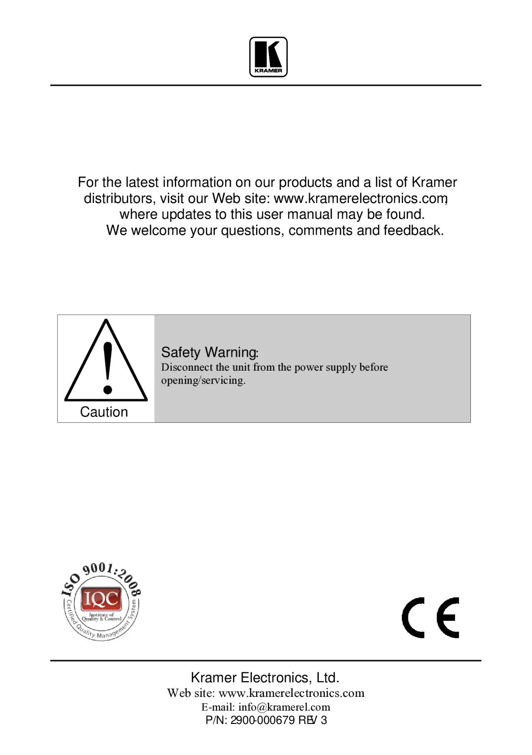 Kramer Electronics VS-42H user manual 2900-000679 REV 