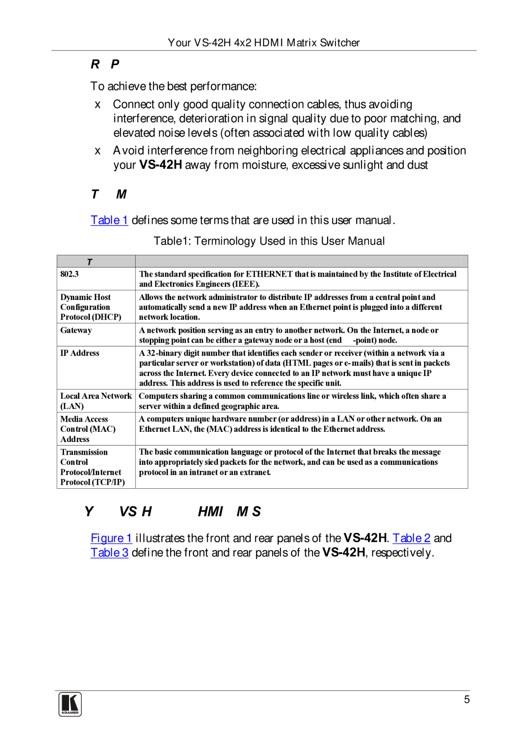 Kramer Electronics user manual Your VS-42H 4x2 Hdmi Matrix Switcher, Recommendations for Best Performance 