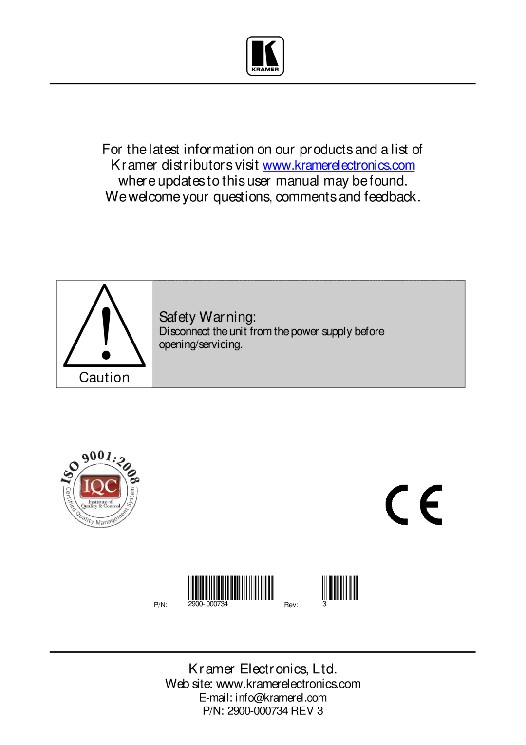 Kramer Electronics VS-66H3 user manual RdNNFNNNbSV 