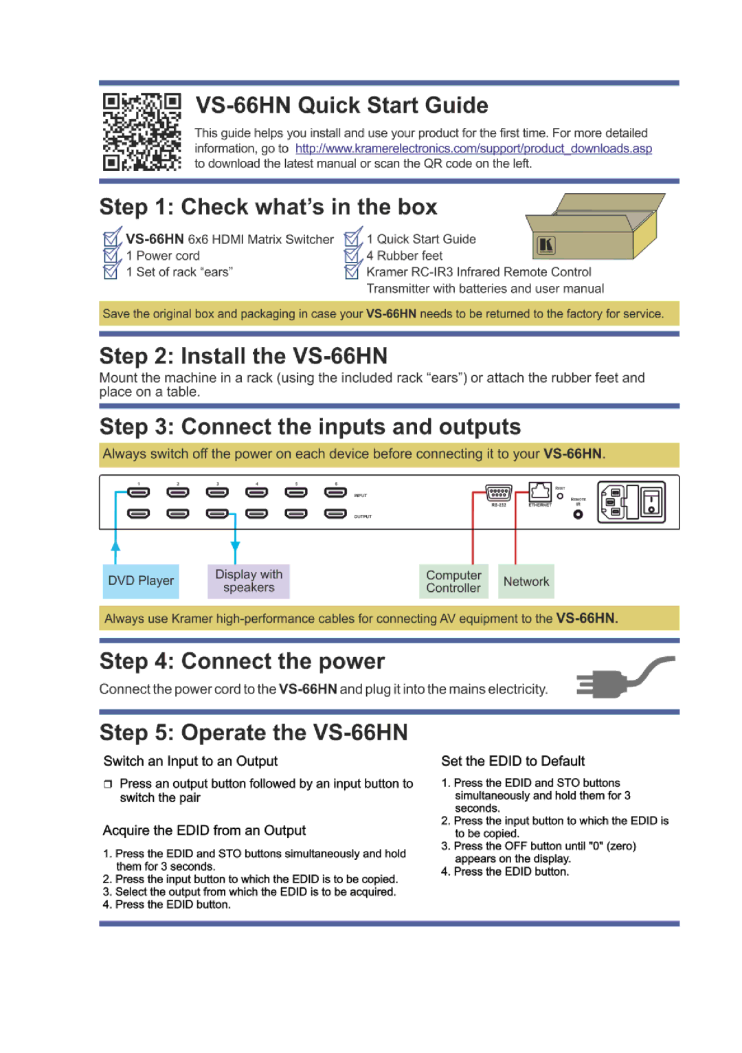 Kramer Electronics VS-66HN user manual 