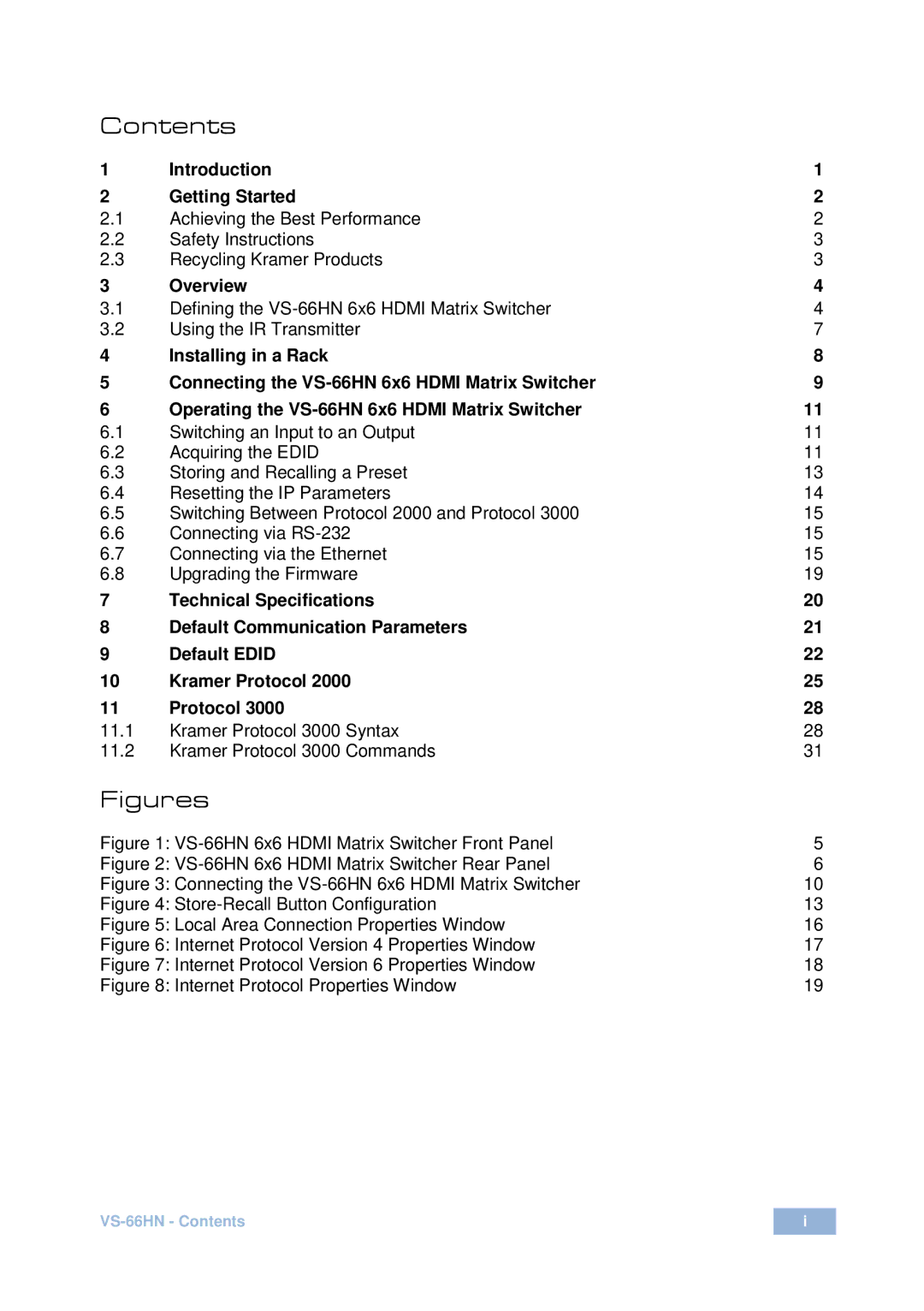 Kramer Electronics VS-66HN user manual Figures 