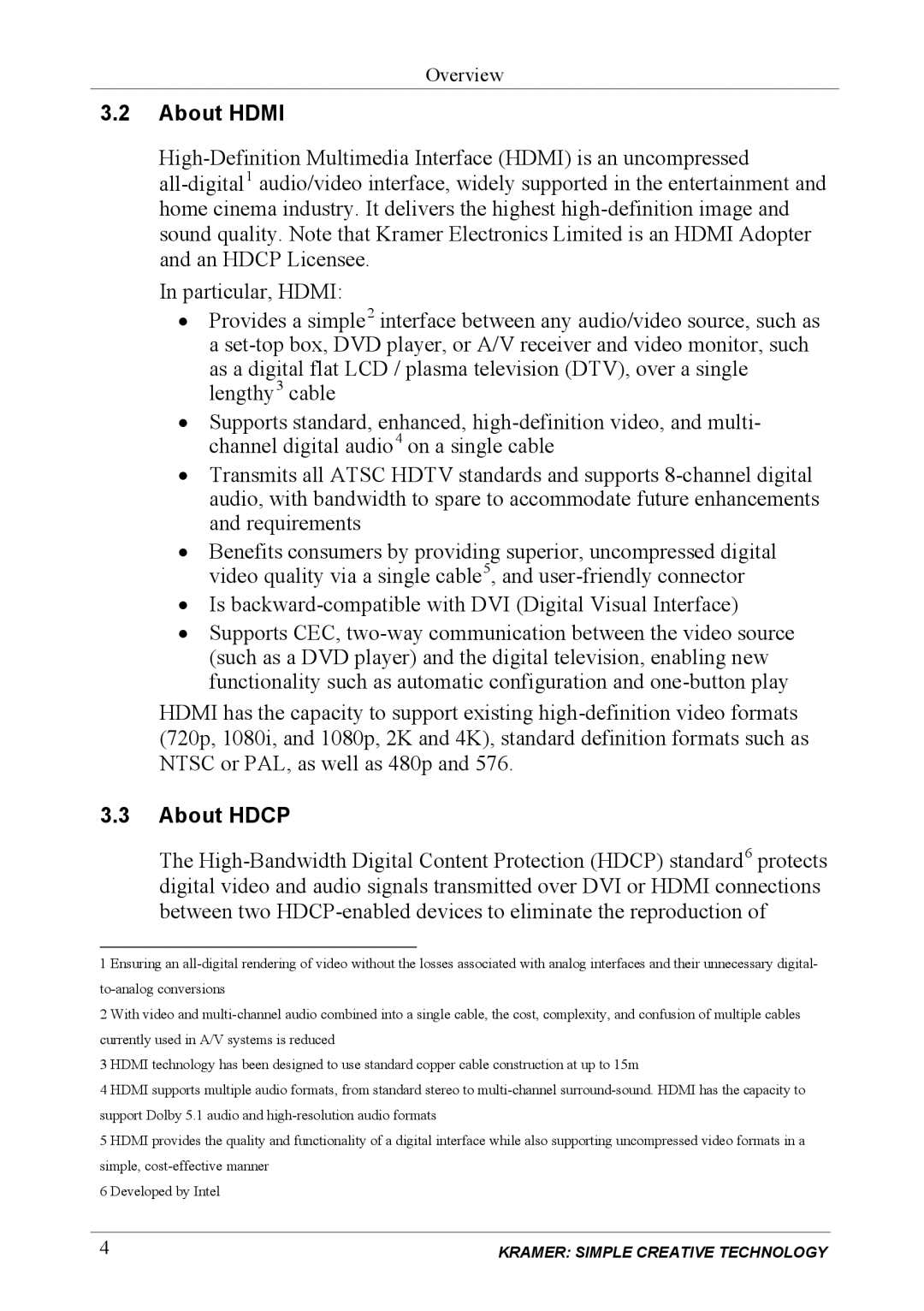 Kramer Electronics VS-84H user manual About Hdmi, About Hdcp 