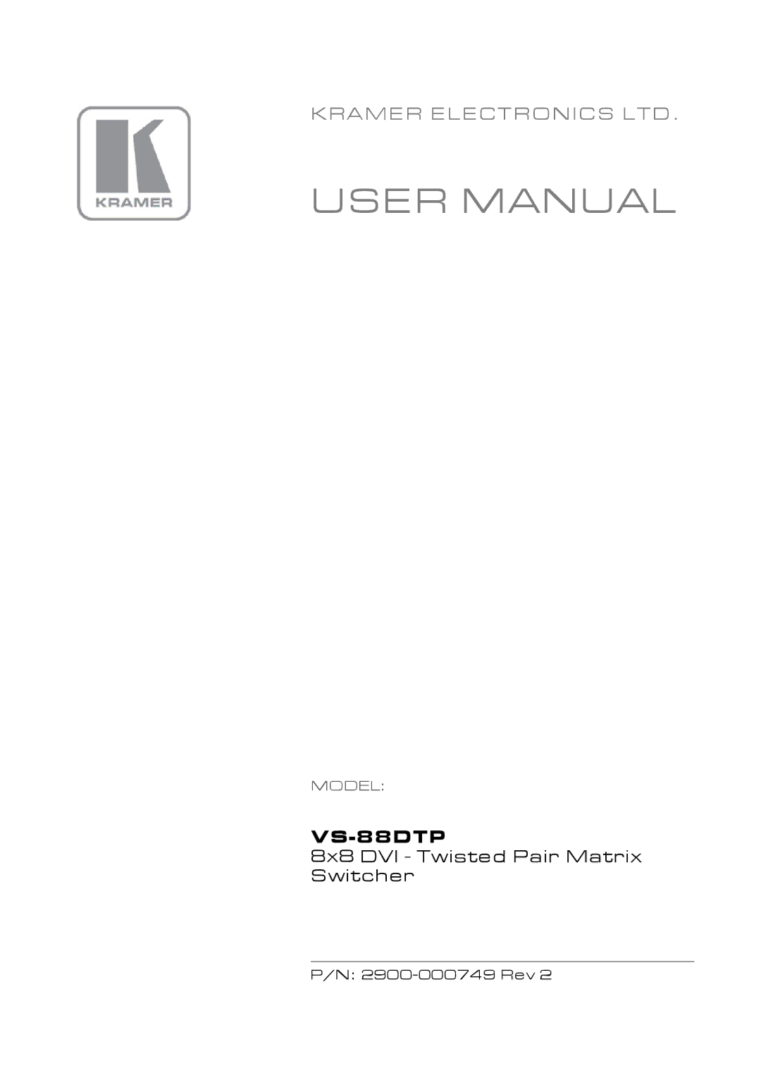 Kramer Electronics VS-88DTP user manual 