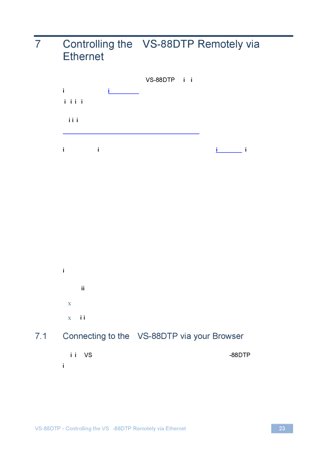 Kramer Electronics Controlling the VS-88DTP Remotely via Ethernet, Connecting to the VS-88DTP via your Browser 