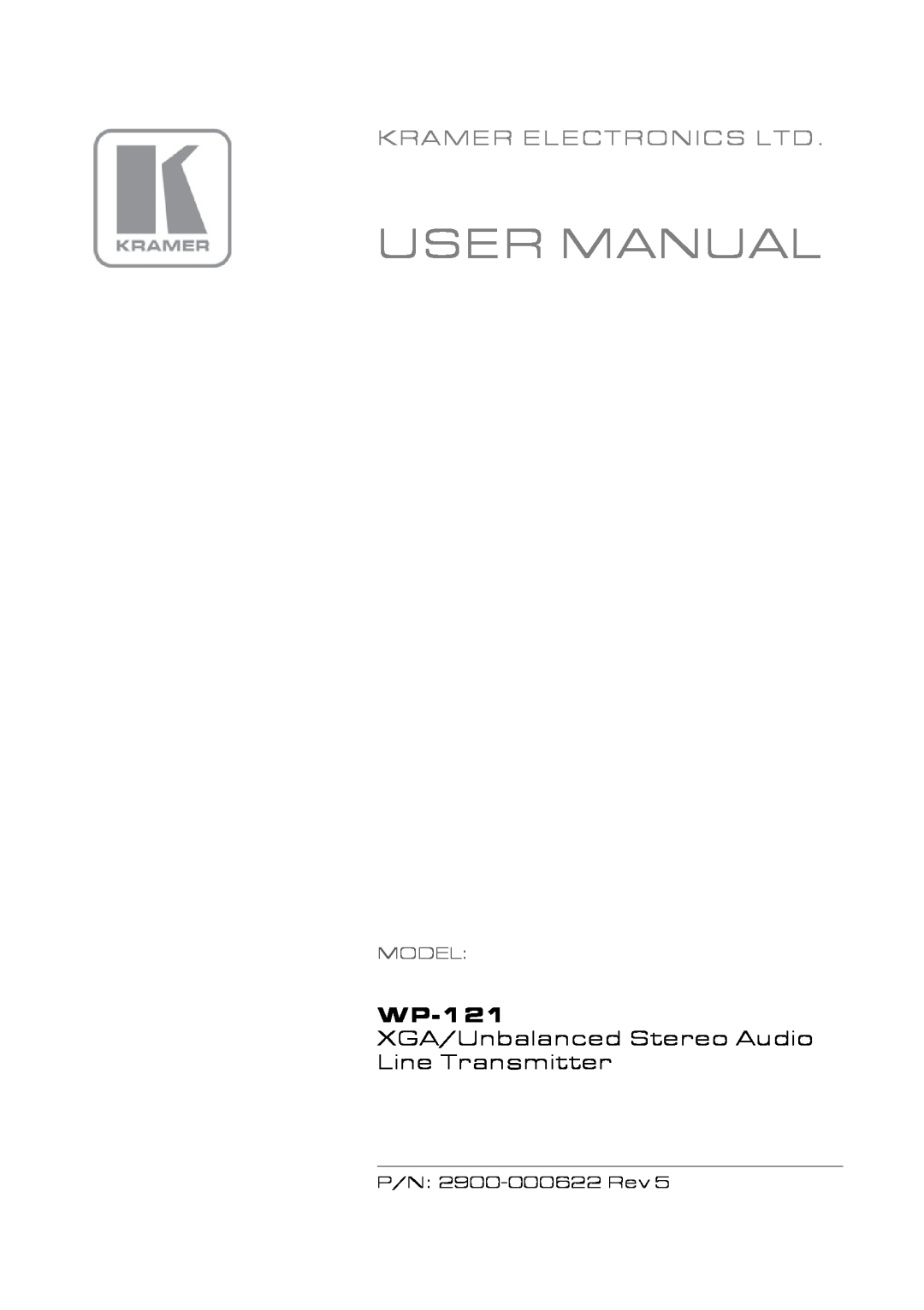 Kramer Electronics WP-121 user manual User Manual, Kramer Electronics Ltd, XGA/Unbalanced Stereo Audio Line Transmitter 