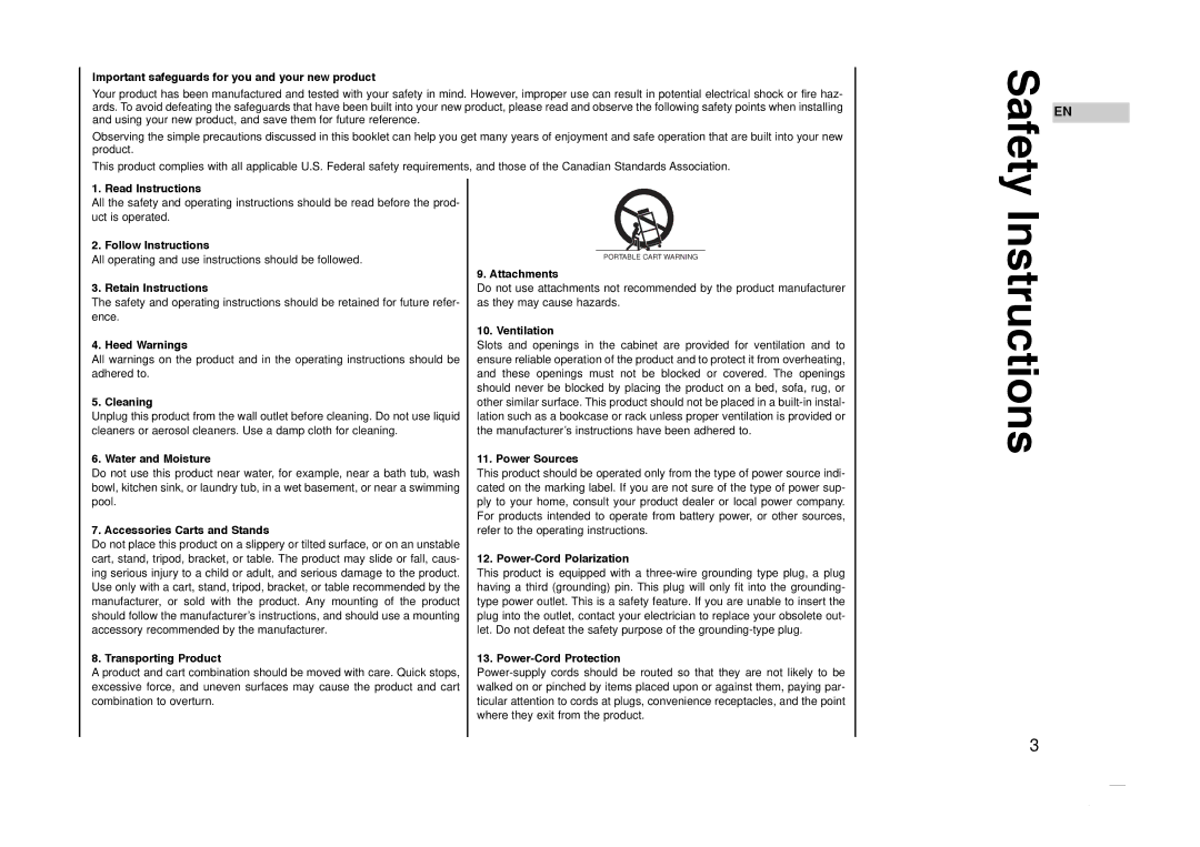 Kreisen KR-270T owner manual Instructions, Important safeguards for you and your new product 