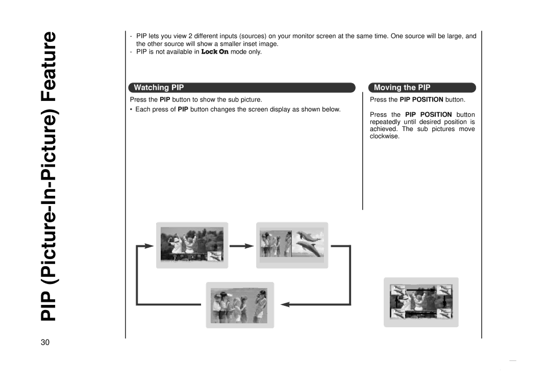 Kreisen KR-270T owner manual Feature, PIP Picture-In-Picture, Watching PIP, Moving the PIP 