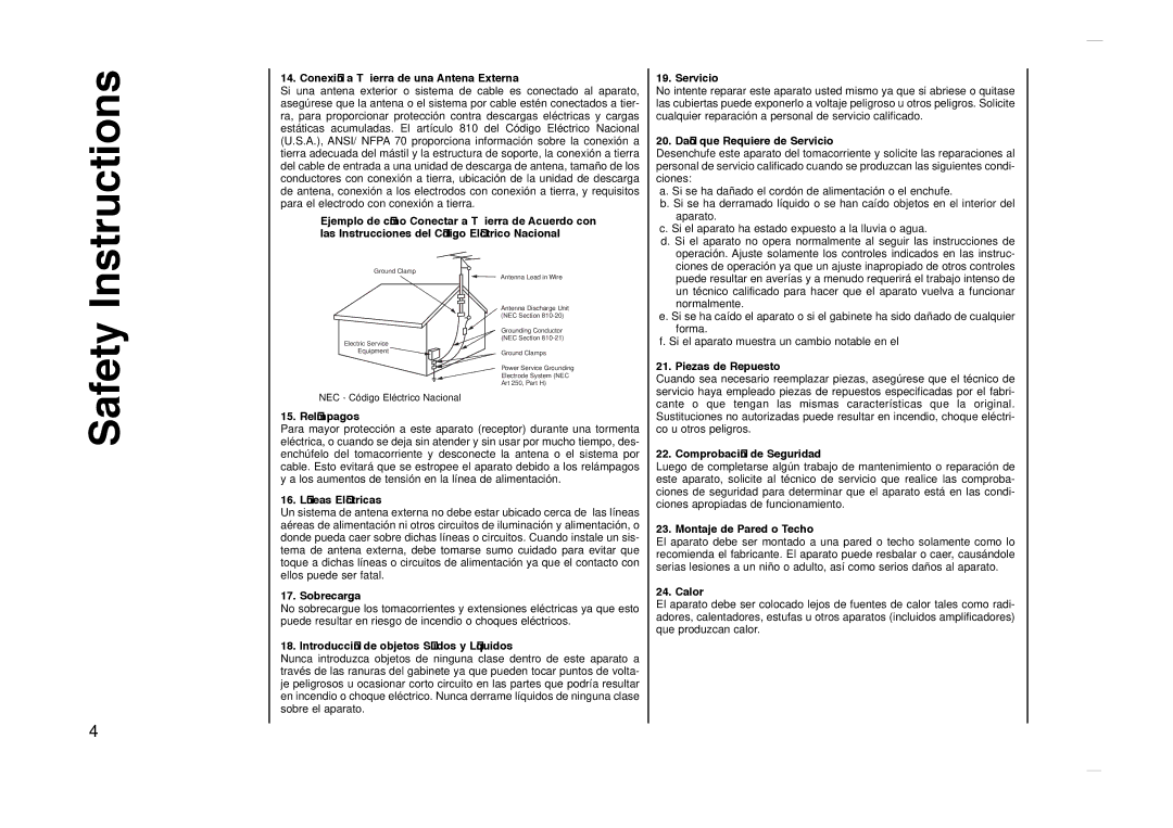 Kreisen KR-270T owner manual Conexi-n a Tierra de una Antena Externa 