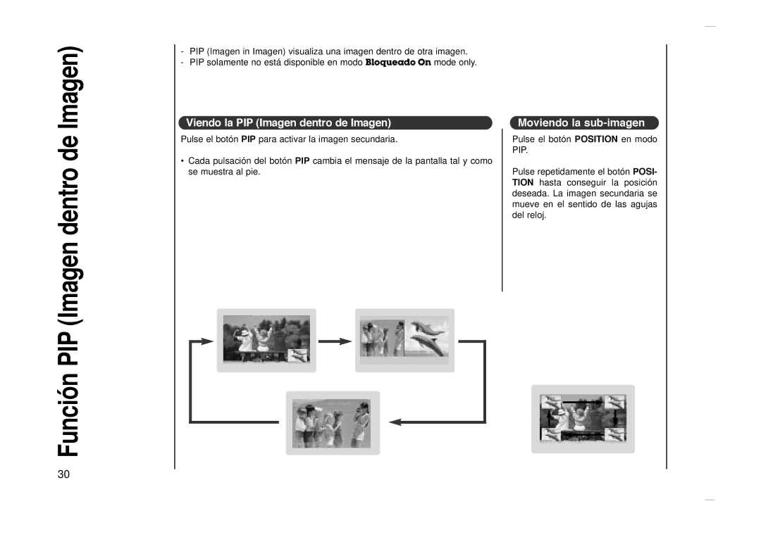 Kreisen KR-270T owner manual Viendo la PIP Imagen dentro de Imagen, Moviendo la sub-imagen 