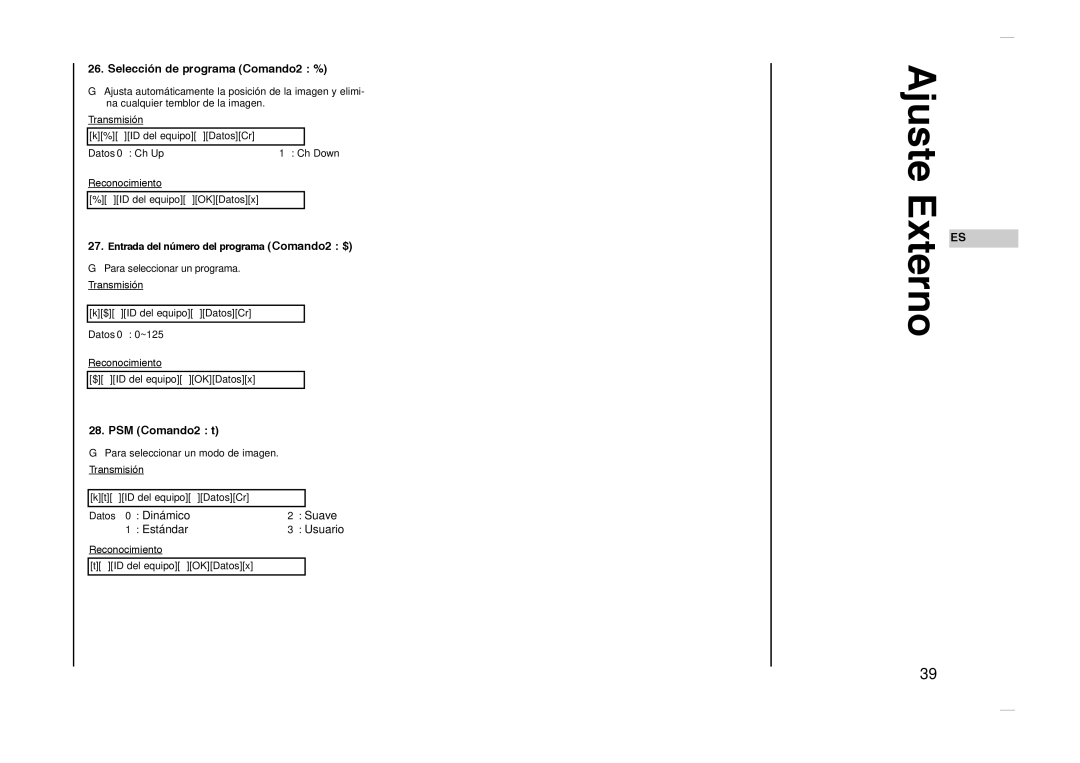 Kreisen KR-270T owner manual Selecci-n de programa Comando2 %, PSM Comando2 t 