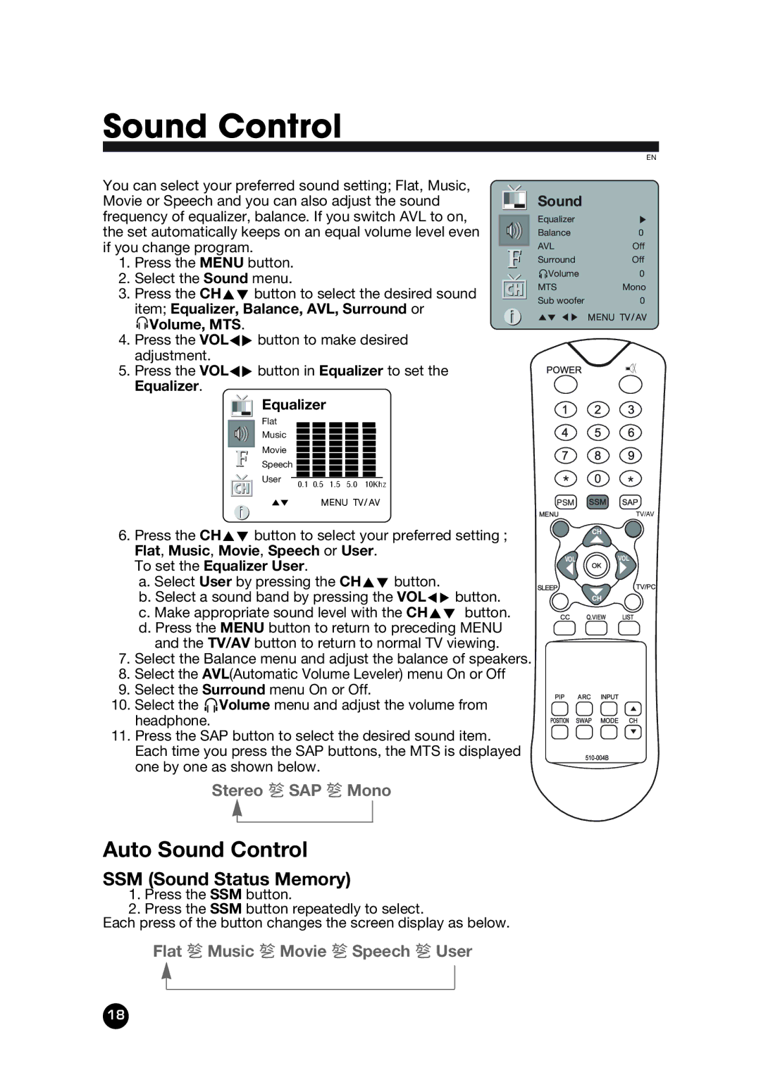 Kreisen KR-320T owner manual Auto Sound Control, To set the Equalizer User 